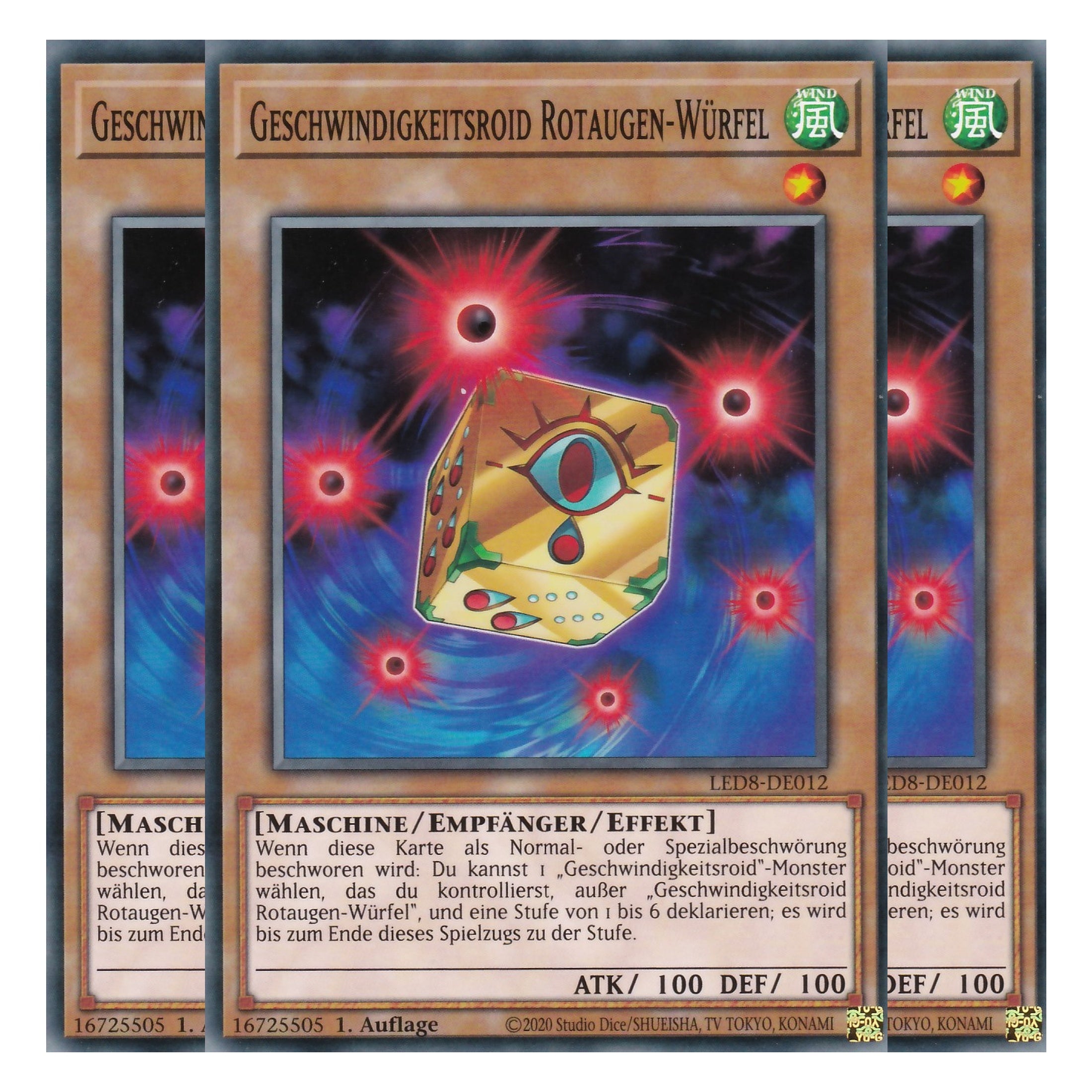 Geschwindigkeitsroid Rotaugen-Würfel - LED8-DE012 - Common - Deutsch - 1. Auflage - Legendary Duelists: Synchro Storm - Playset (3 Kopien)