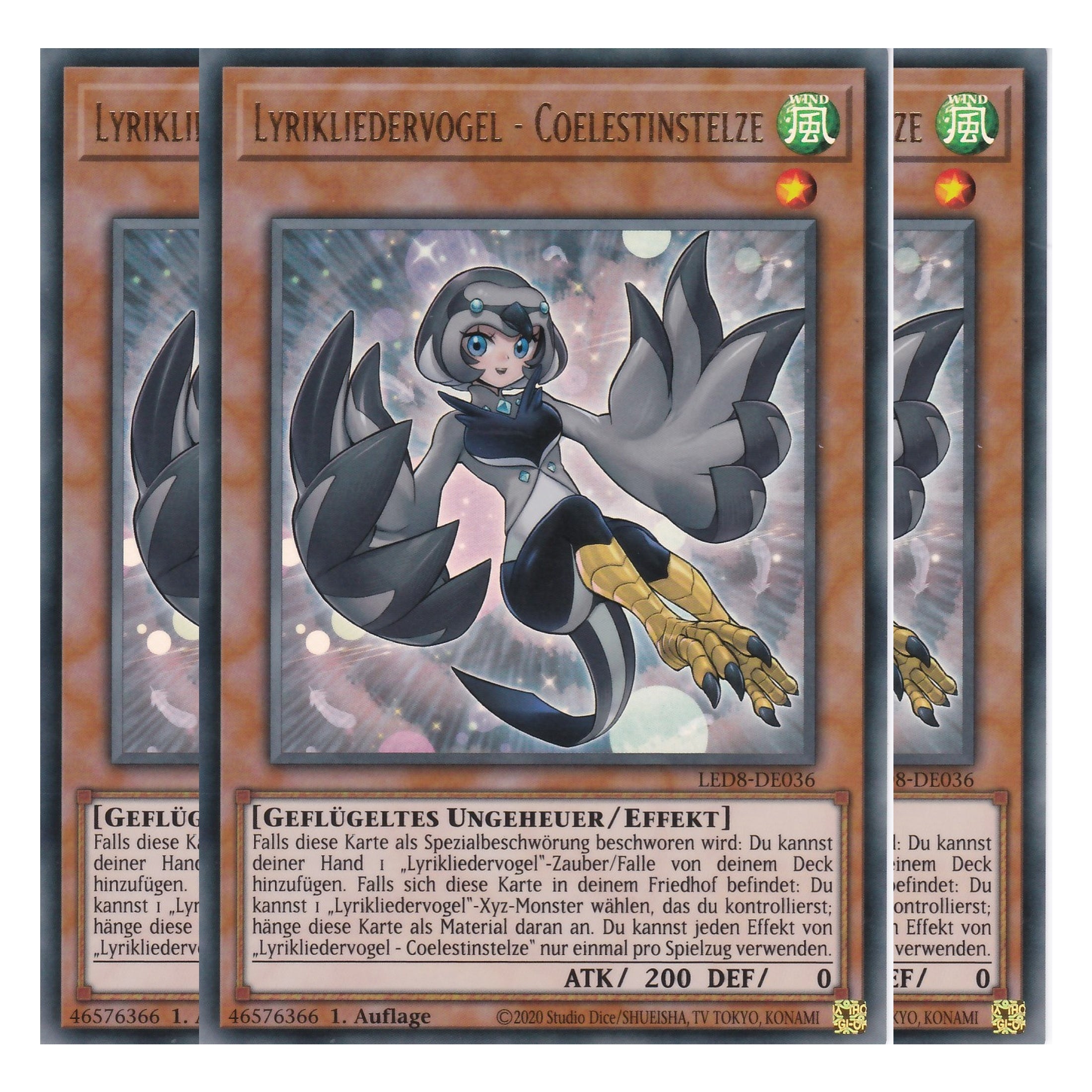 Lyrikliedervogel - Coelestinstelze - LED8-DE036 - Ultra Rare - Deutsch - 1. Auflage - Legendary Duelists: Synchro Storm - Playset (3 Kopien)