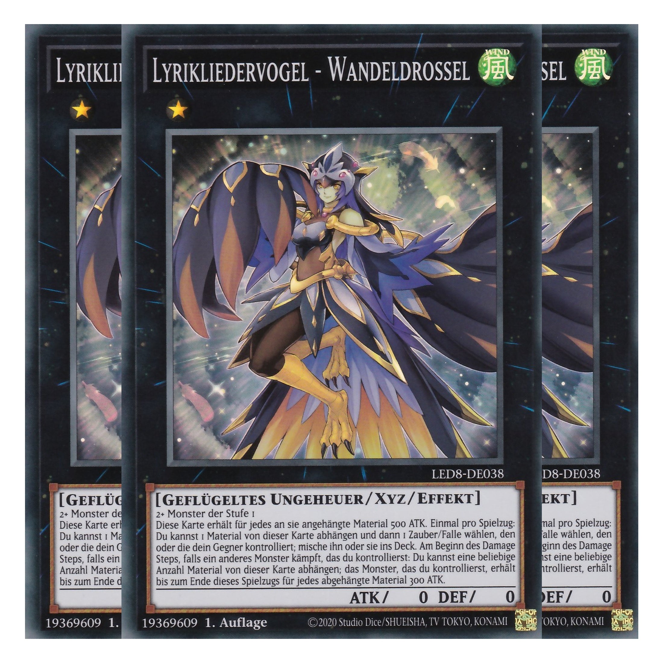 Lyrikliedervogel - Wandeldrossel - LED8-DE038 - Super Rare - Deutsch - 1. Auflage - Legendary Duelists: Synchro Storm - Playset (3 Kopien)