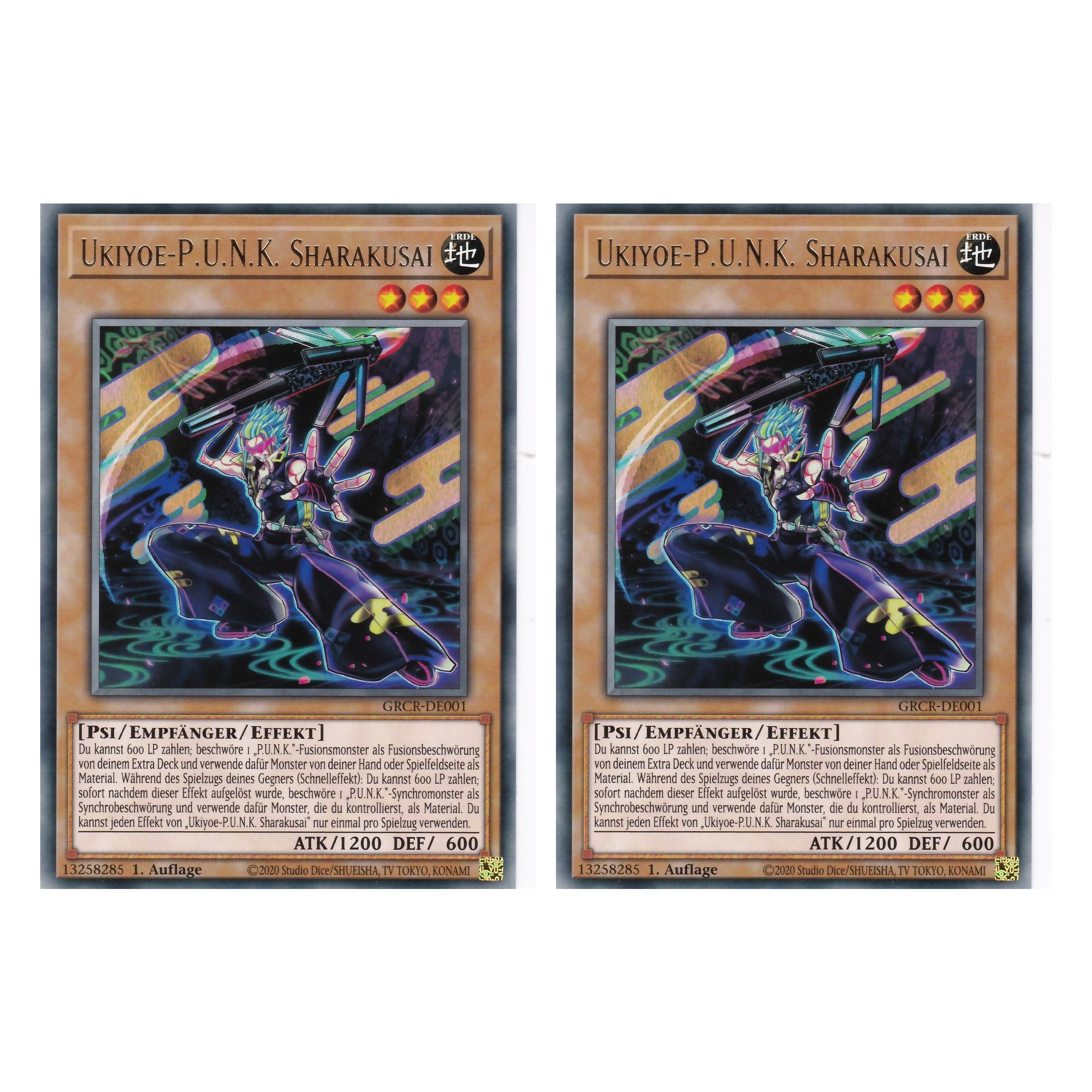 Ukiyoe-P.U.N.K. Sharakusai - GRCR-DE001 - Rare - Deutsch - 1. Auflage - The Grand Creators - Yu-Gi-Oh! - Duo Set (2 Stück)