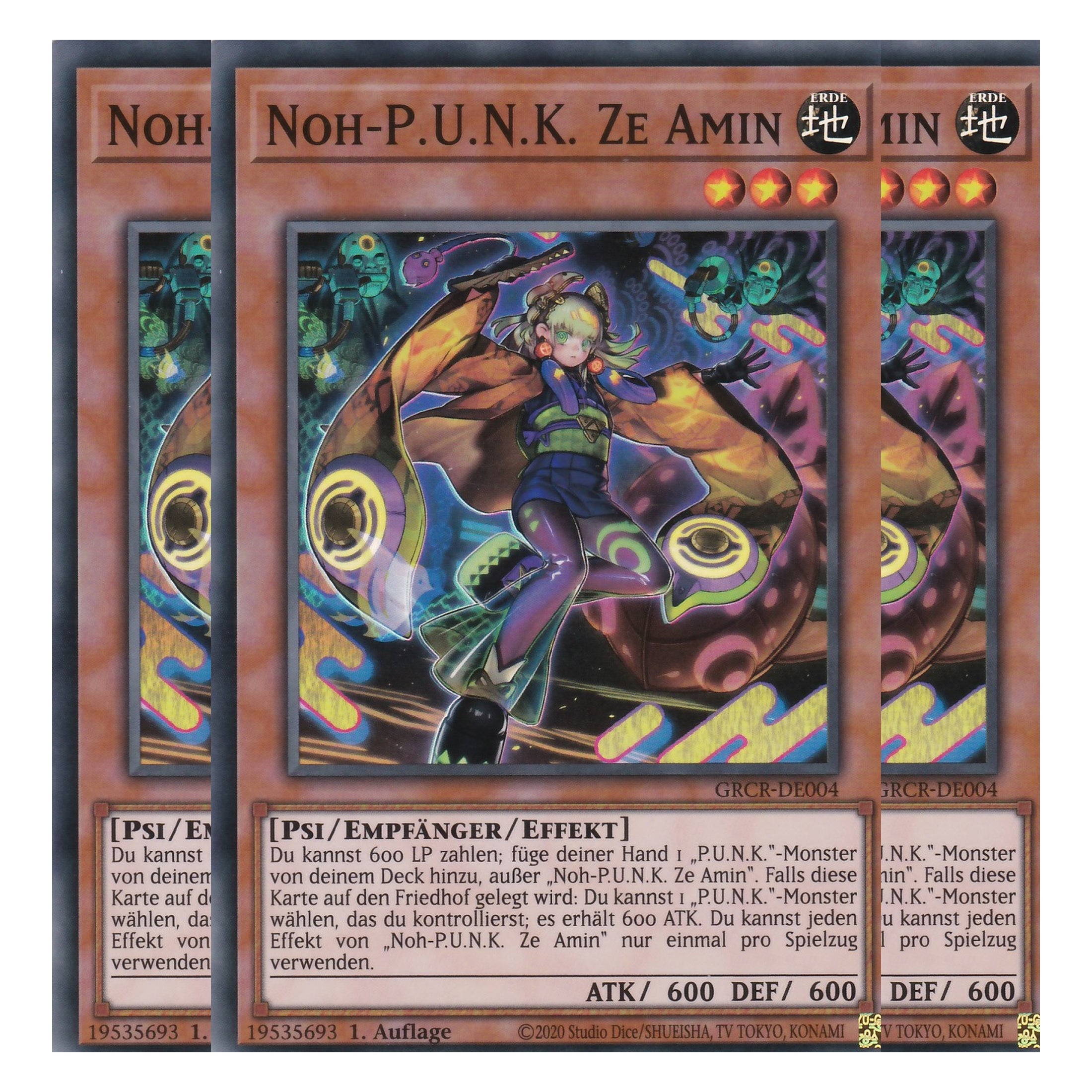 Noh-P.U.N.K. Ze Amin - GRCR-DE004 - Super Rare - Deutsch - 1. Auflage - The Grand Creators - Yu-Gi-Oh! - Playset (3 Kopien)