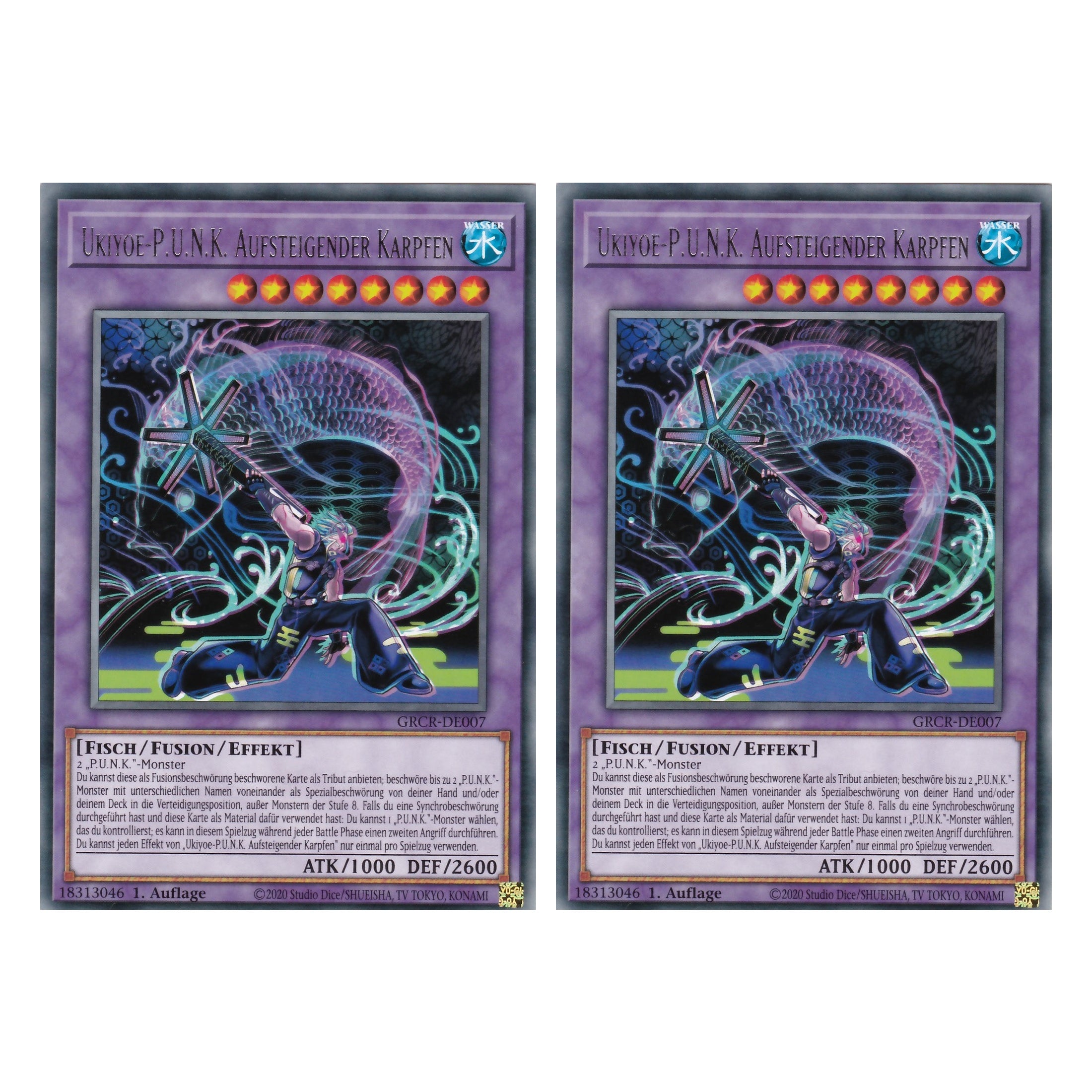 Ukiyoe-P.U.N.K. Aufsteigender Karpfen - GRCR-DE007 - Rare - Deutsch - 1. Auflage - The Grand Creators - Yu-Gi-Oh! - Duo Set (2 Stück)