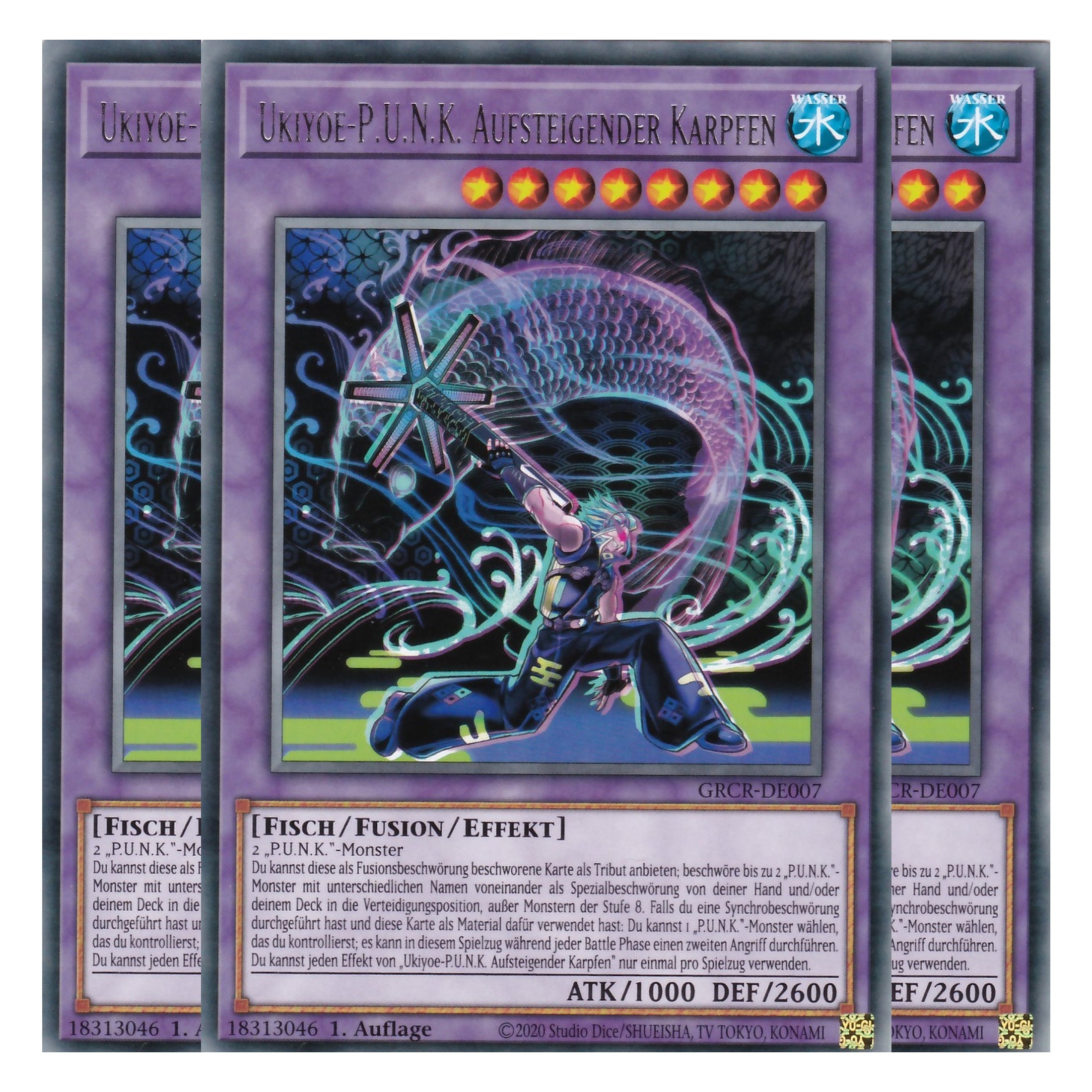 Ukiyoe-P.U.N.K. Aufsteigender Karpfen - GRCR-DE007 - Rare - Deutsch - 1. Auflage - The Grand Creators - Yu-Gi-Oh! - Playset (3 Kopien)