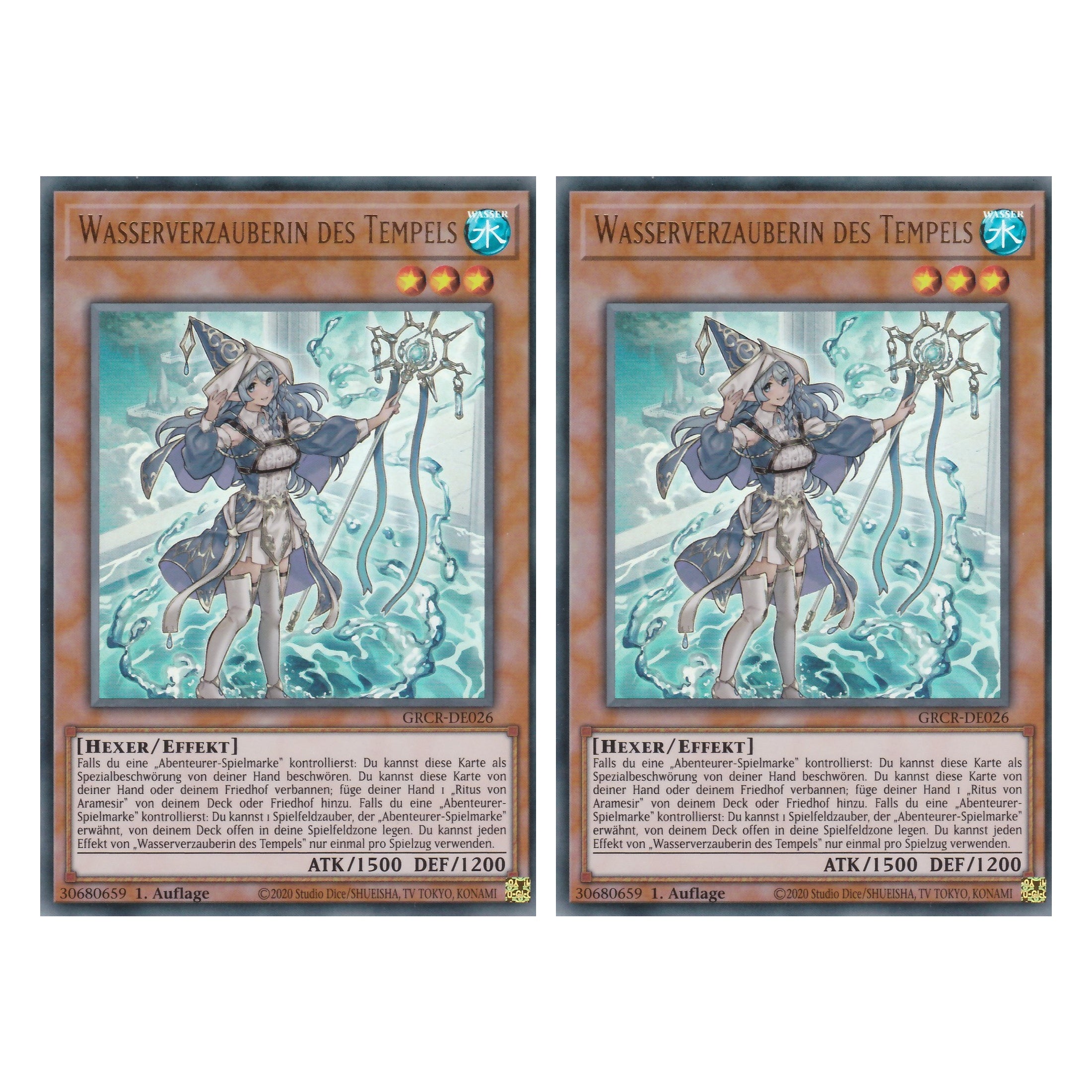 Wasserverzauberin des Tempel - GRCR-DE026 - Ultra Rare - Deutsch - 1. Auflage - The Grand Creators - Yu-Gi-Oh! - Duo Set (2 Stück)