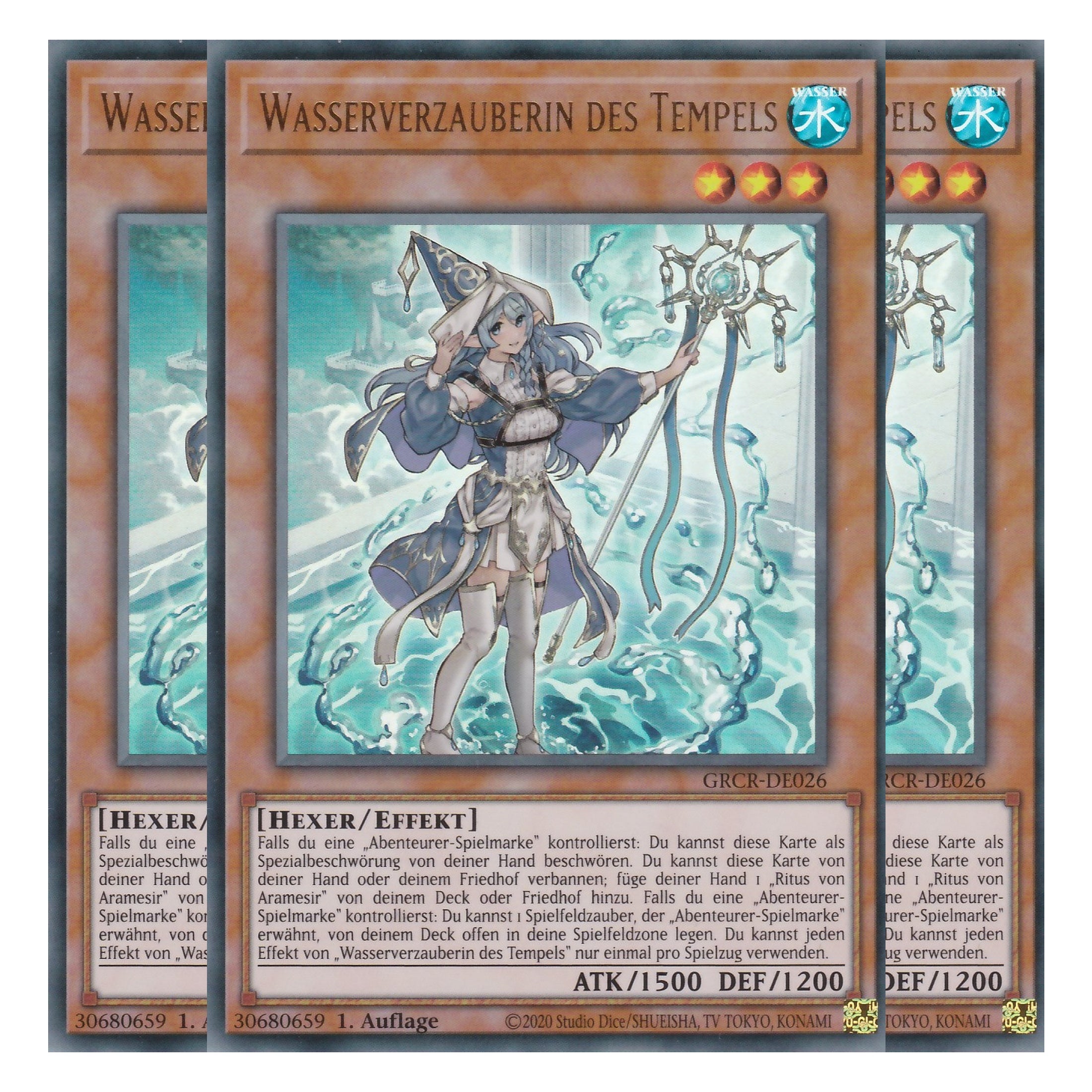 Wasserverzauberin des Tempel - GRCR-DE026 - Ultra Rare - Deutsch - 1. Auflage - The Grand Creators - Yu-Gi-Oh! - Playset (3 Kopien)