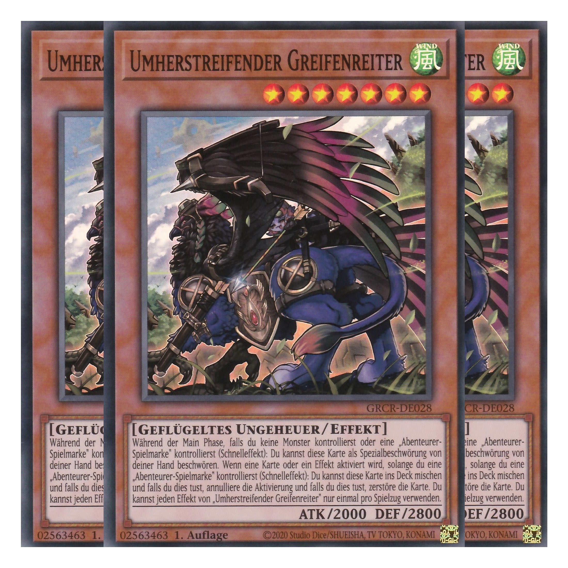 Umherstreifender Greifenreiter - GRCR-DE028 - Super Rare - Deutsch - 1. Auflage - The Grand Creators - Yu-Gi-Oh! - Playset (3 Kopien)