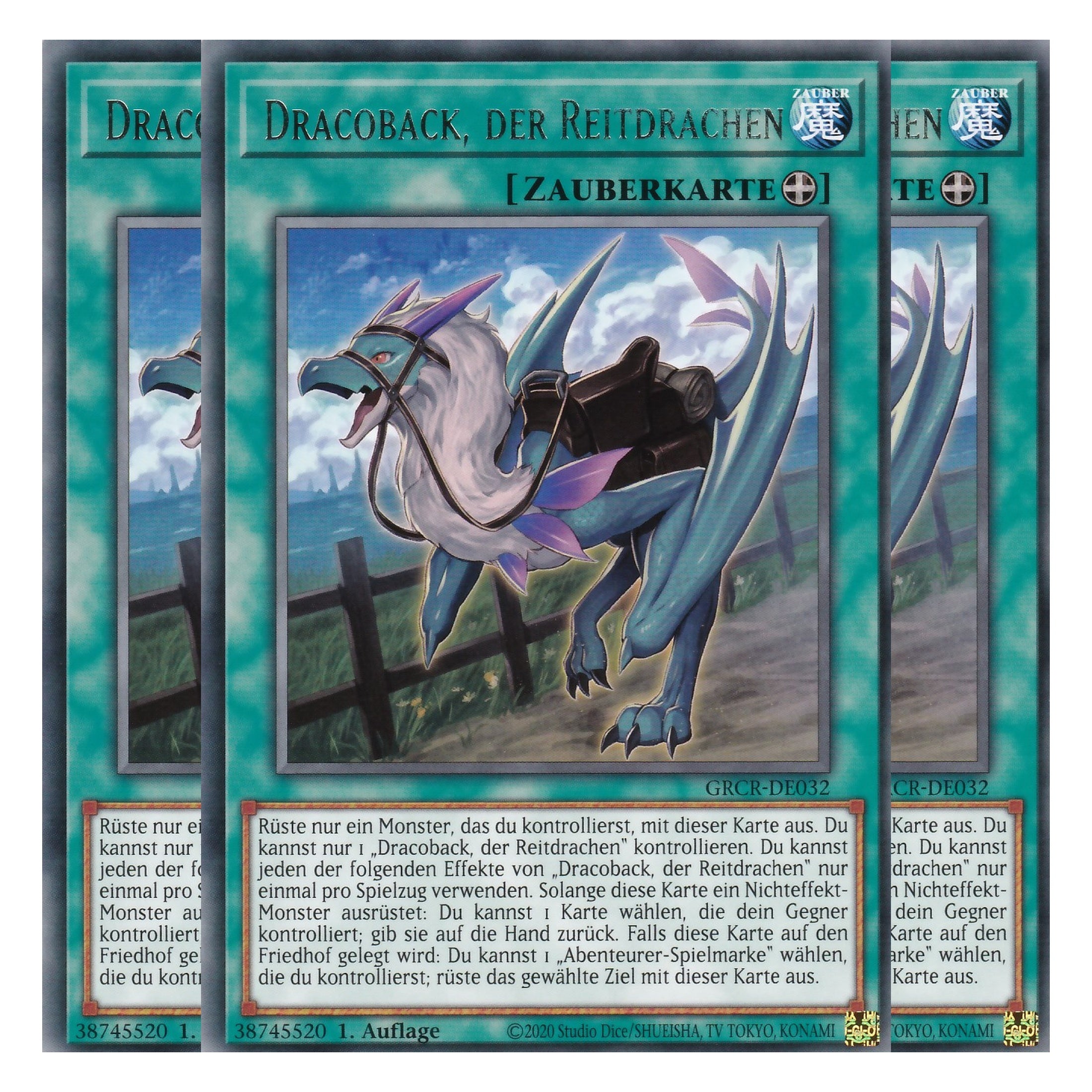 Dracoback, der Reitdrachen - GRCR-DE032 - Rare - Deutsch - 1. Auflage - The Grand Creators - Yu-Gi-Oh! - Playset (3 Kopien)