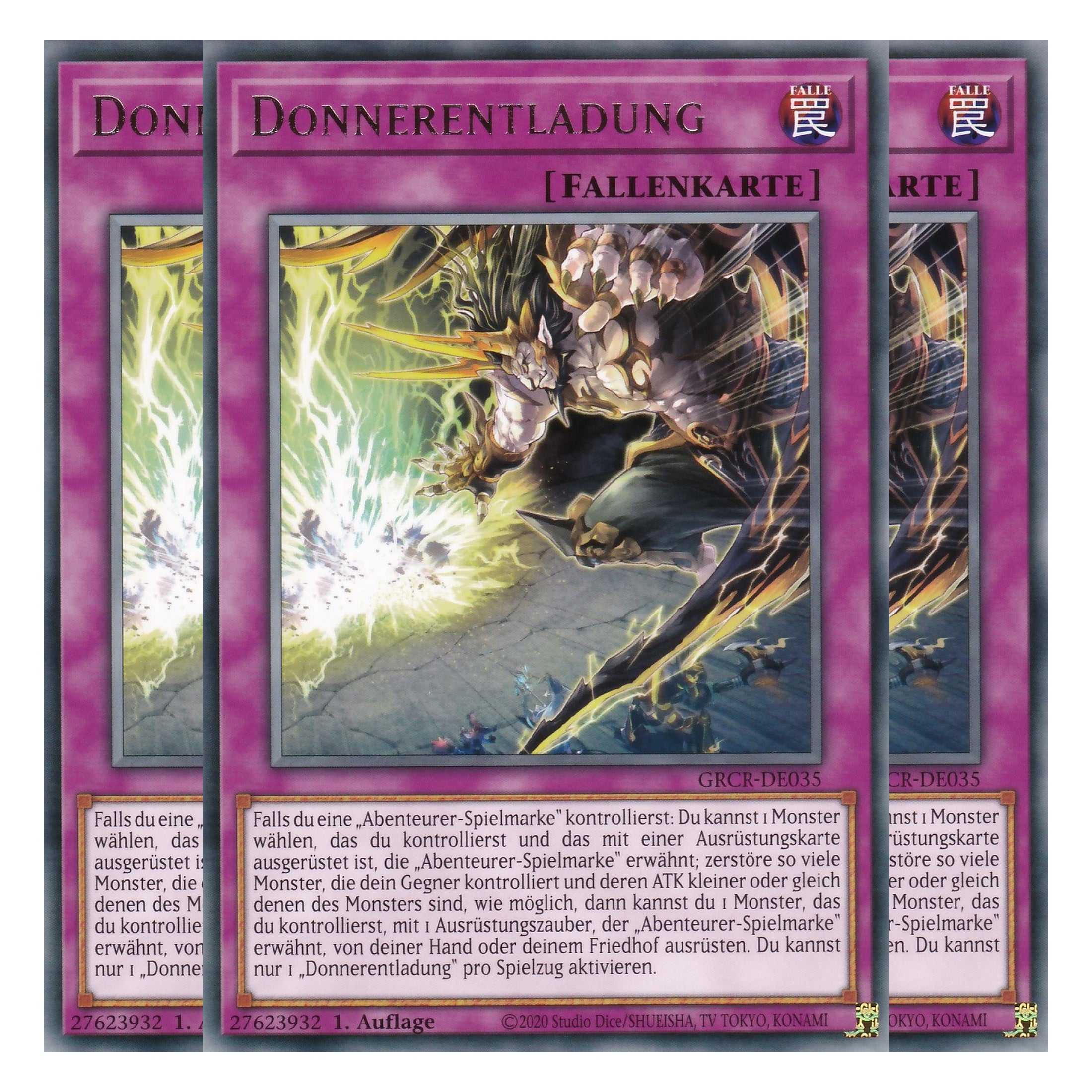 Donnerentladung - GRCR-DE035 - Rare - Deutsch - 1. Auflage - The Grand Creators - Yu-Gi-Oh! - Playset (3 Kopien)