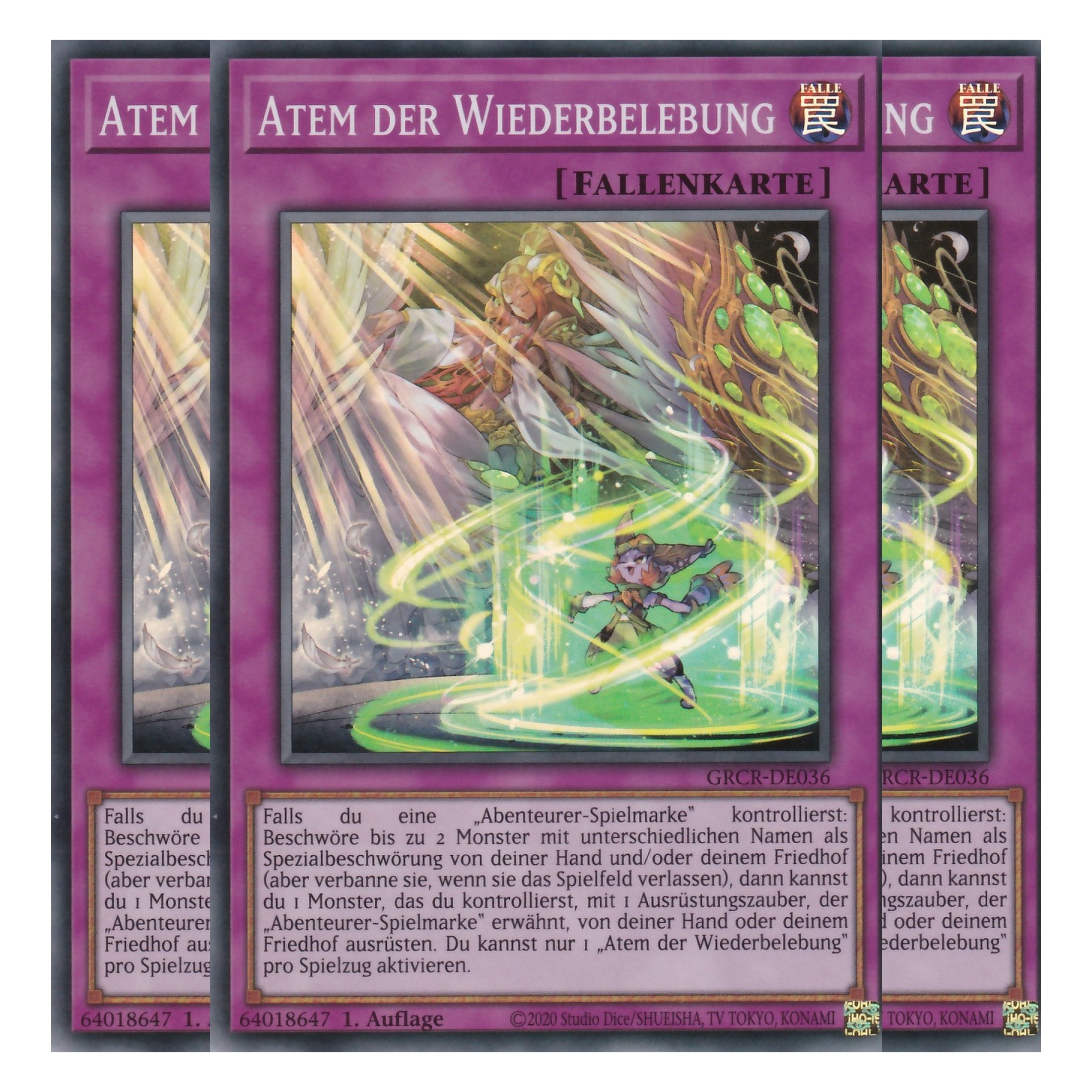 Atem der Wiederbelebung - GRCR-DE036 - Super Rare - Deutsch - 1. Auflage - The Grand Creators - Yu-Gi-Oh! - Playset (3 Kopien)