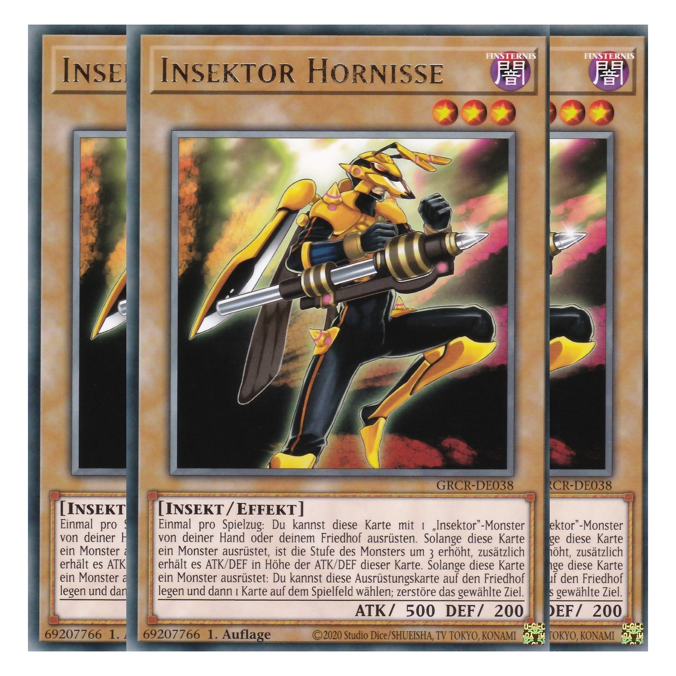 Insektor Hornisse - GRCR-DE038 - Rare - Deutsch - 1. Auflage - The Grand Creators - Yu-Gi-Oh! - Playset (3 Kopien)