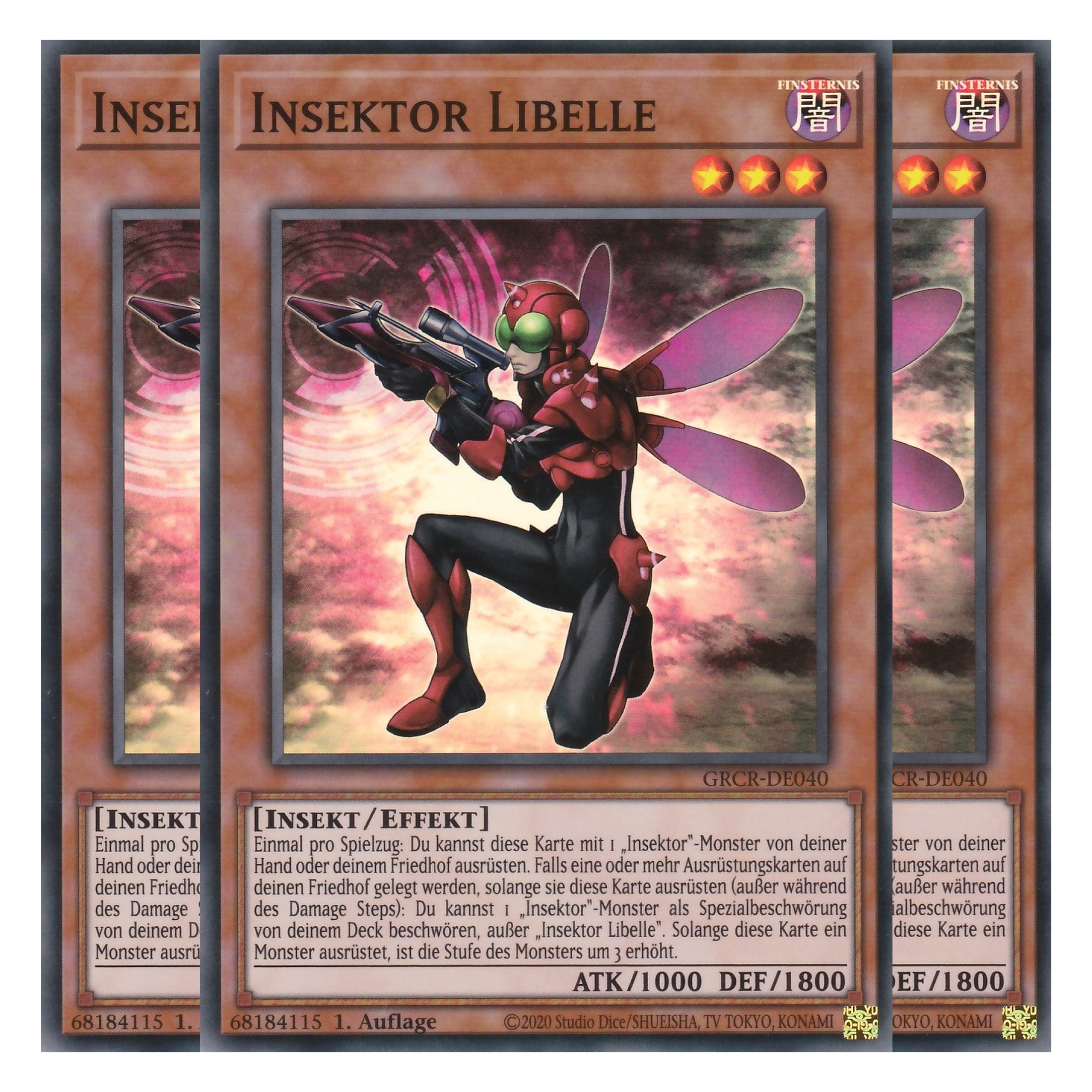 Insektor Libelle - GRCR-DE040 - Super Rare - Deutsch - 1. Auflage - The Grand Creators - Yu-Gi-Oh! - Playset (3 Kopien)