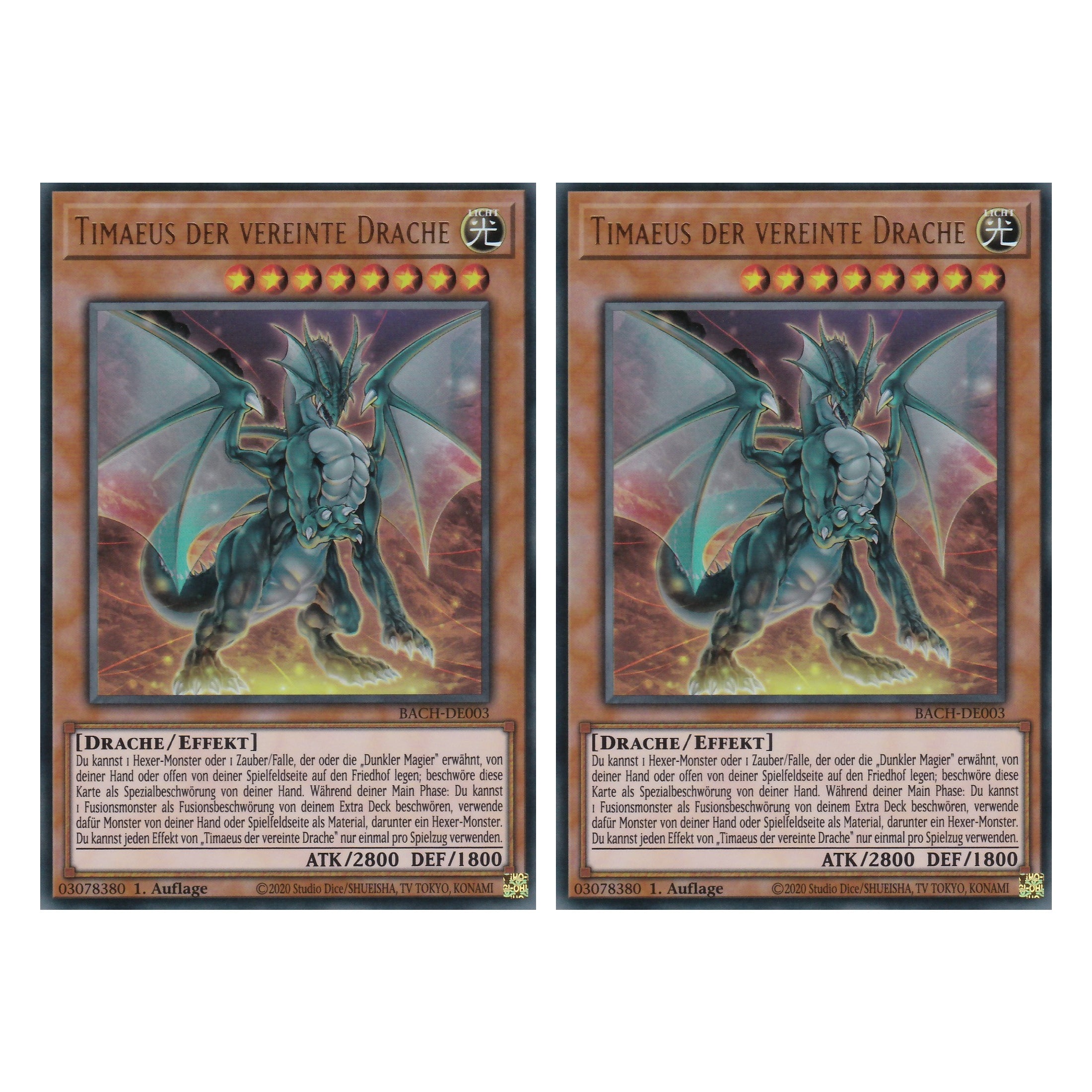 Timaeus der vereinte Drache - BACH-DE003 - Ultra Rare - Deutsch - 1. Auflage - Battle of Chaos - Yu-Gi-Oh! - Duo Set (2 Stück)