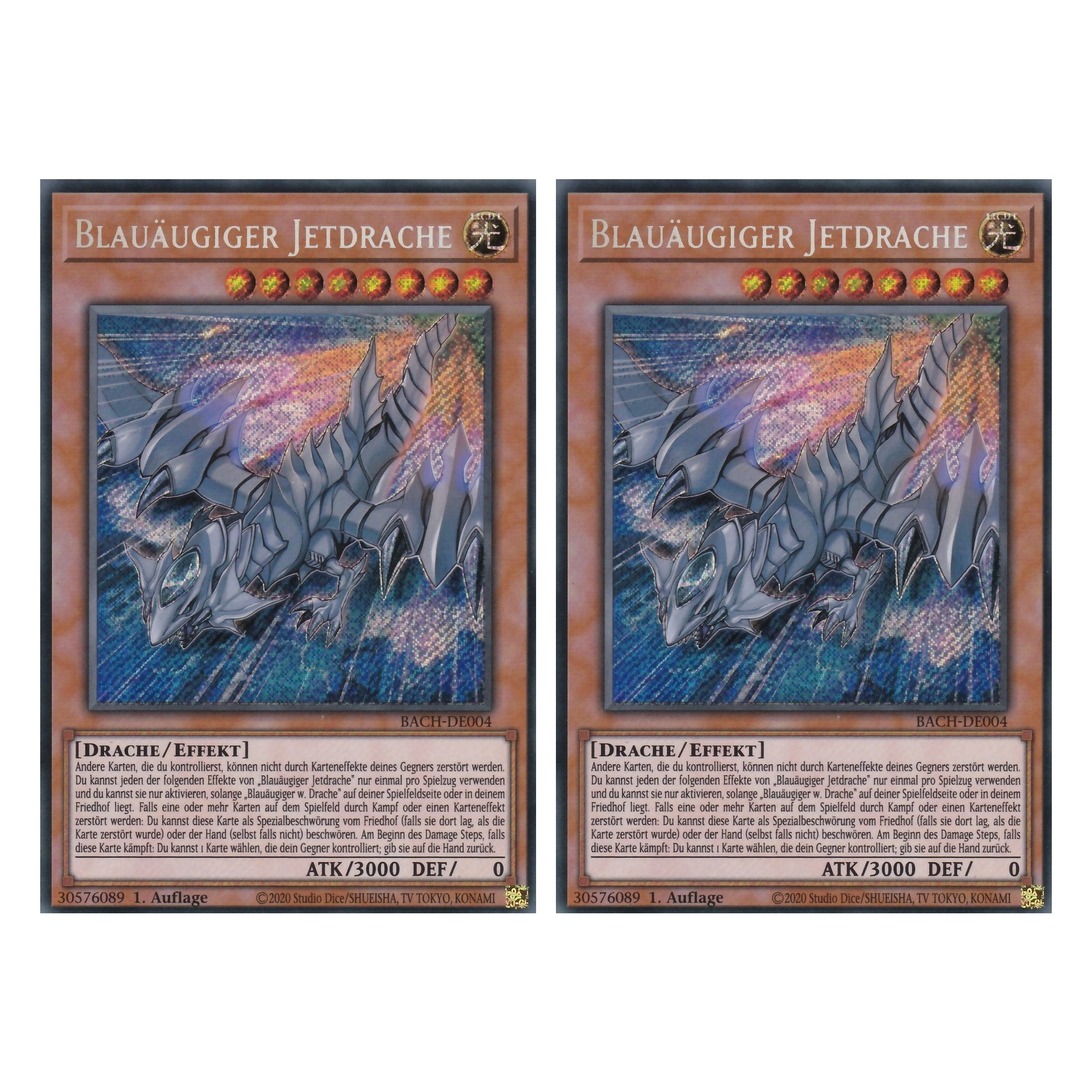 Blauäugiger Jetdrache - BACH-DE004 - Secret Rare - Deutsch - 1. Auflage - Battle of Chaos - Yu-Gi-Oh! - Duo Set (2 Stück)