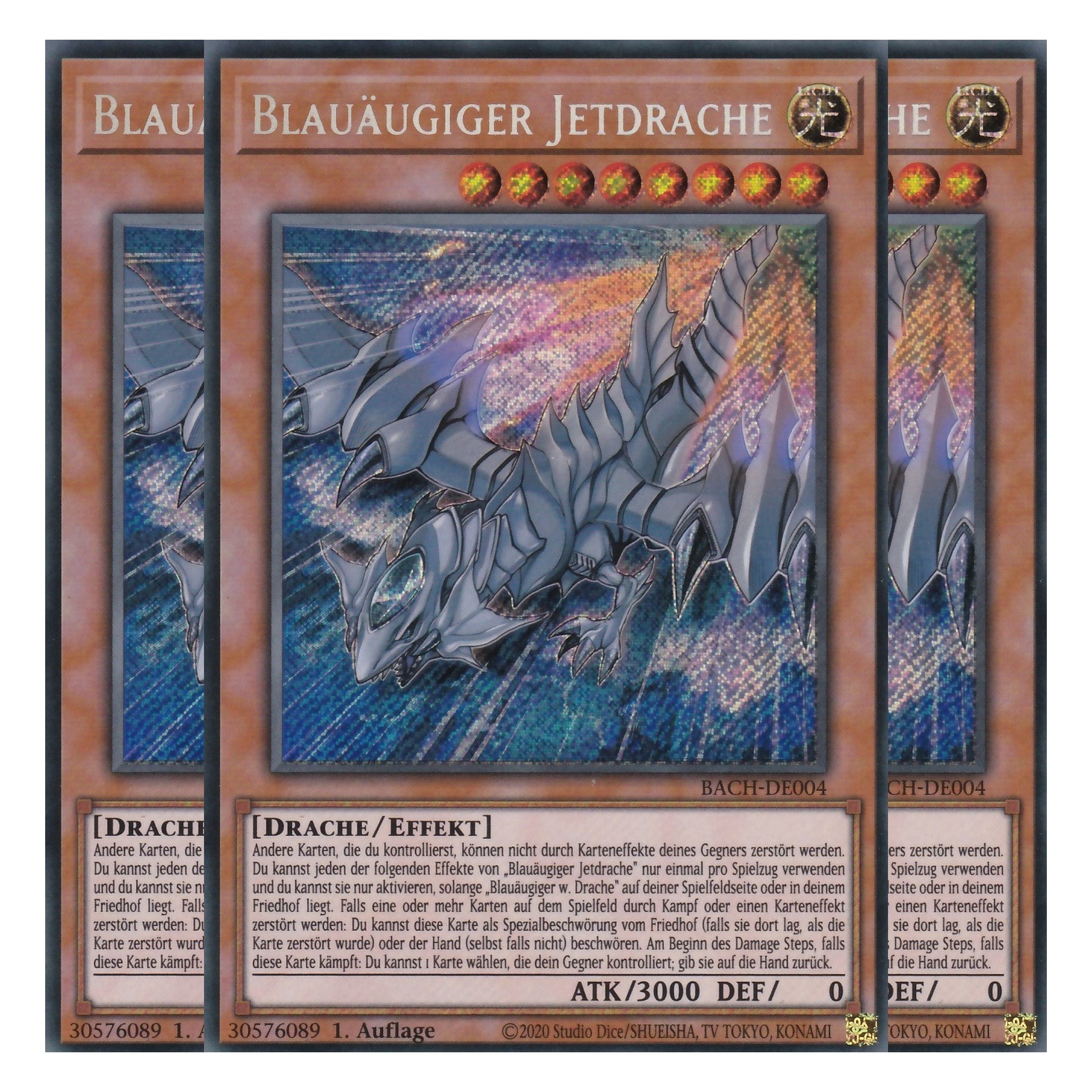 Blauäugiger Jetdrache - BACH-DE004 - Secret Rare - Deutsch - 1. Auflage - Battle of Chaos - Yu-Gi-Oh! - Playset (3 Kopien)