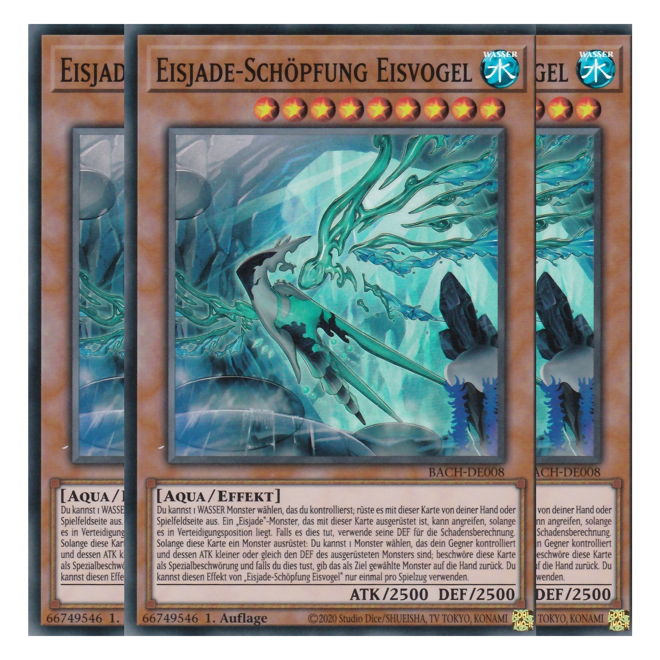 Eisjade-Schöpfung Eisvogel - BACH-DE008 - Super Rare - Deutsch - 1. Auflage - Battle of Chaos - Yu-Gi-Oh! - Playset (3 Kopien)