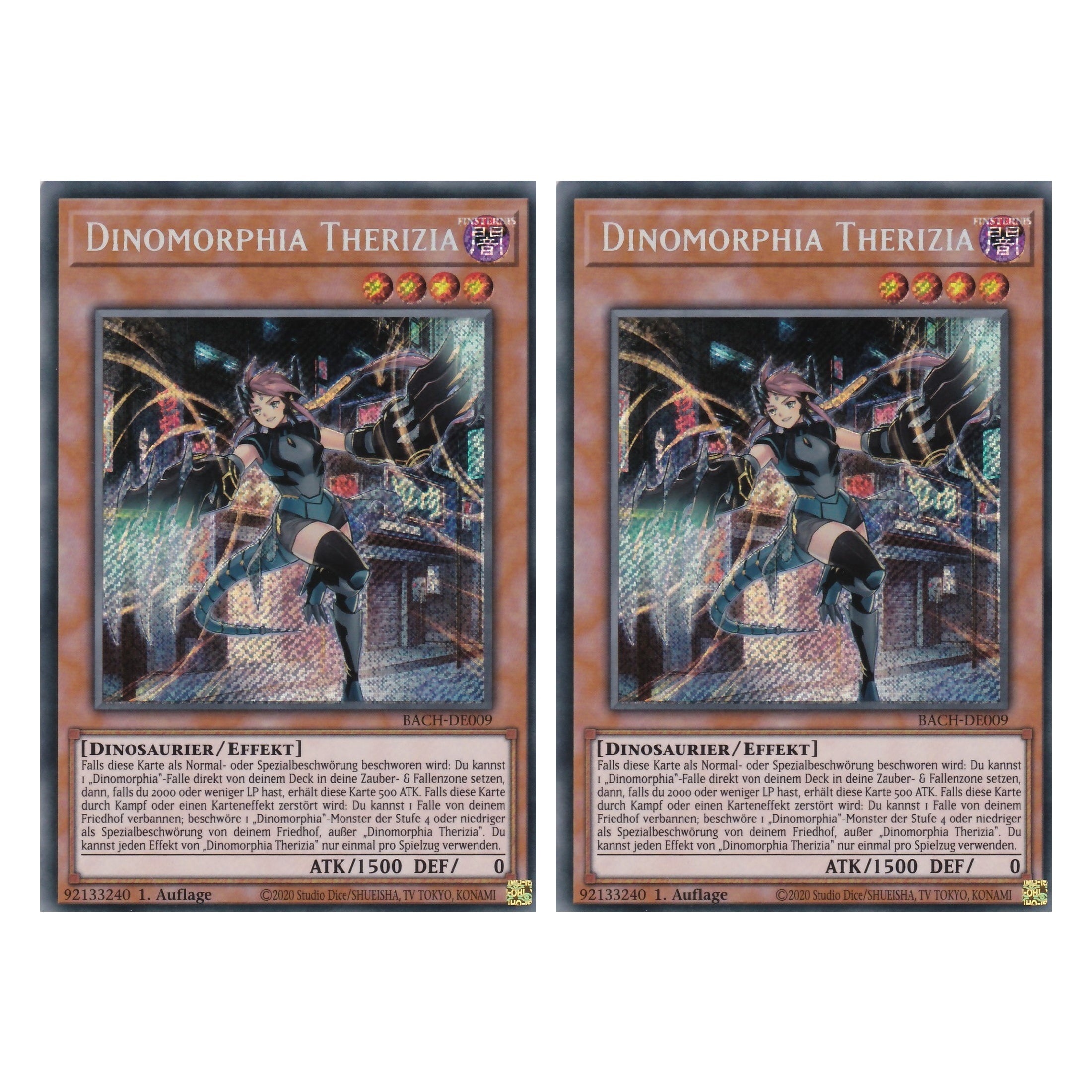 Dinomorphia Therizia - BACH-DE009 - Secret Rare - Deutsch - 1. Auflage - Battle of Chaos - Yu-Gi-Oh! - Duo Set (2 Stück)