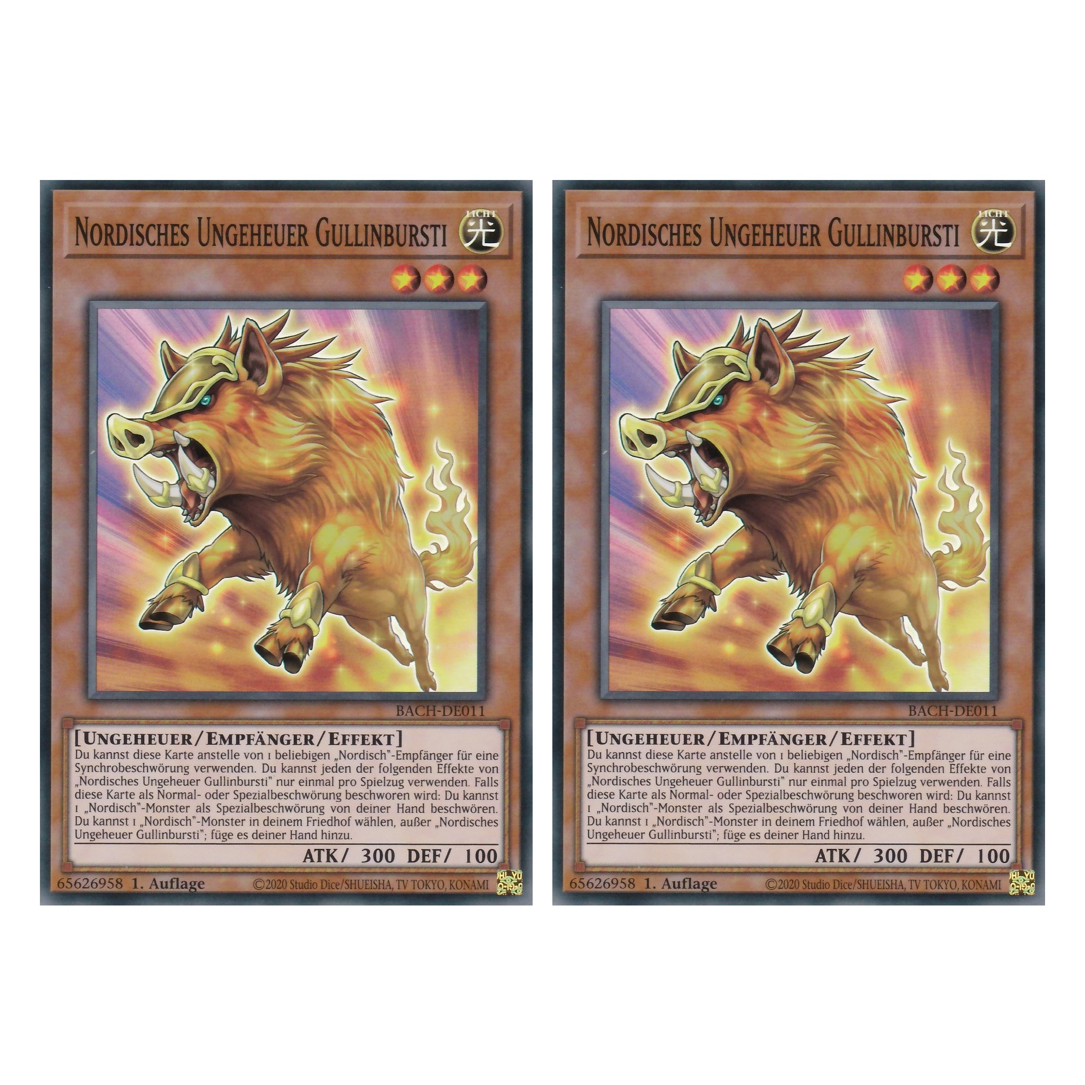 Nordisches Ungeheuer Gullinbursti - BACH-DE011 - Super Rare - Deutsch - 1. Auflage - Battle of Chaos - Yu-Gi-Oh! - Duo Set (2 Stück)