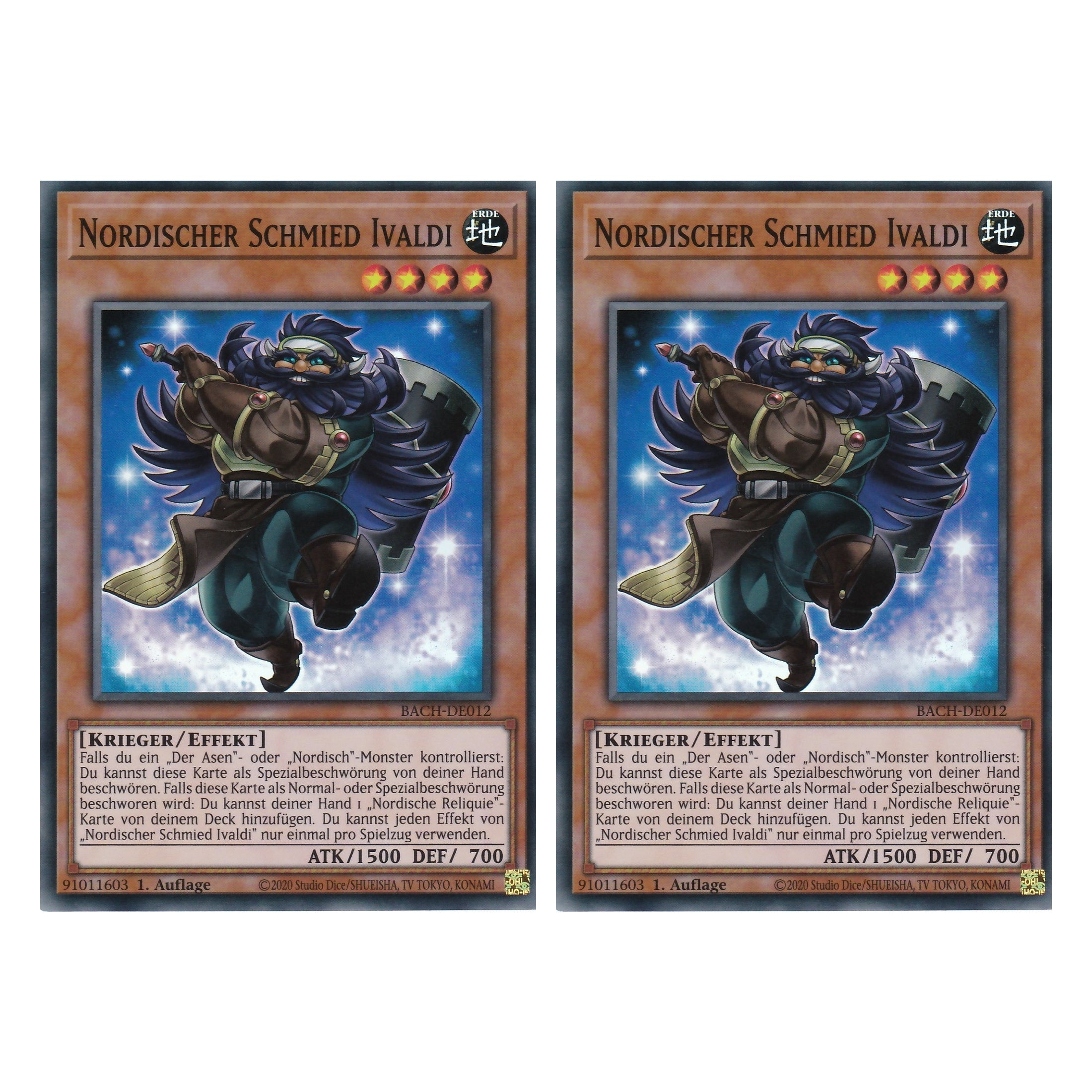 Nordischer Schmied Ivaldi - BACH-DE012 - Super Rare - Deutsch - 1. Auflage - Battle of Chaos - Yu-Gi-Oh! - Duo Set (2 Stück)