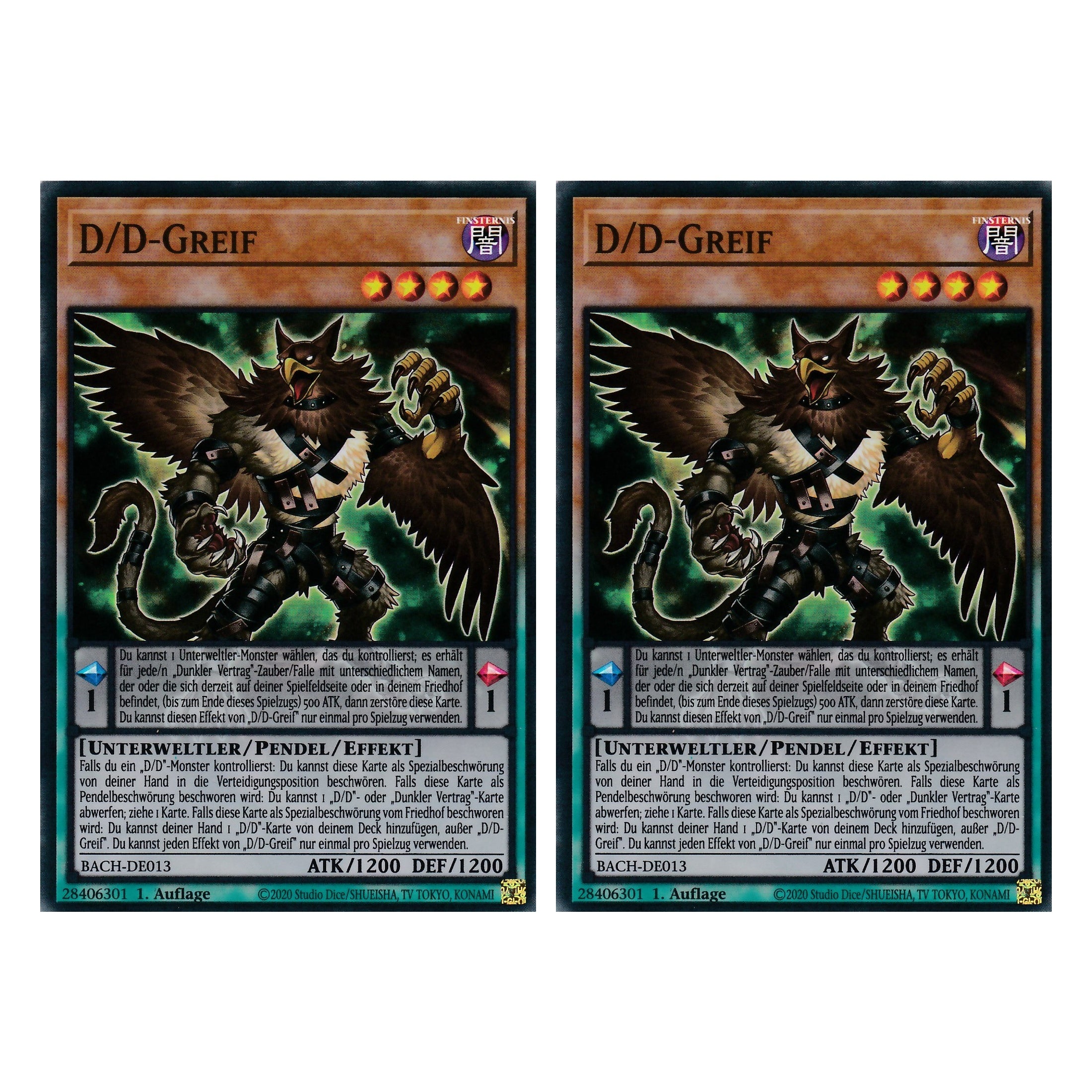 D/D-Greif - BACH-DE013 - Super Rare - Deutsch - 1. Auflage - Battle of Chaos - Yu-Gi-Oh! - Duo Set (2 Stück)