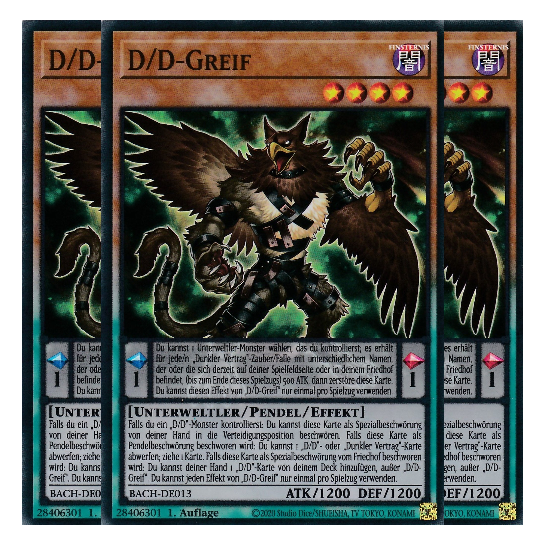 D/D-Greif - BACH-DE013 - Super Rare - Deutsch - 1. Auflage - Battle of Chaos - Yu-Gi-Oh! - Playset (3 Kopien)