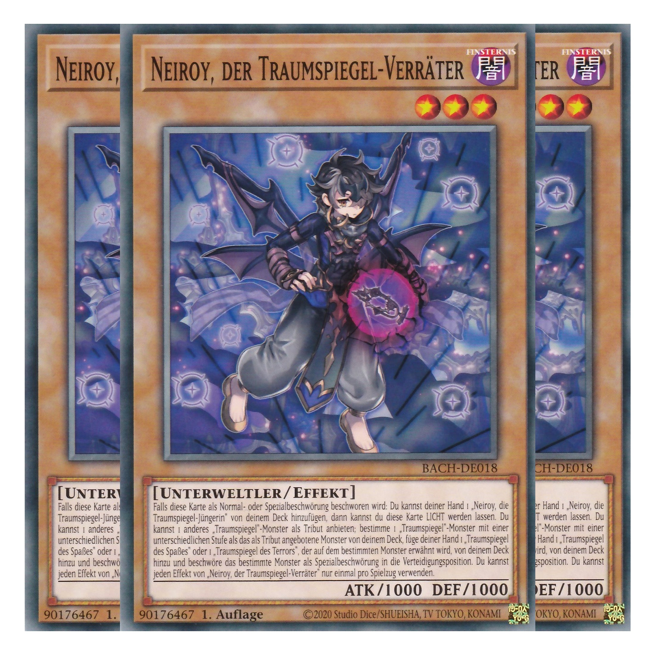 Neiroy, der Traumspiegel-Verräter - BACH-DE018 - Common - Deutsch - 1. Auflage - Battle of Chaos - Yu-Gi-Oh! - Playset (3 Kopien)