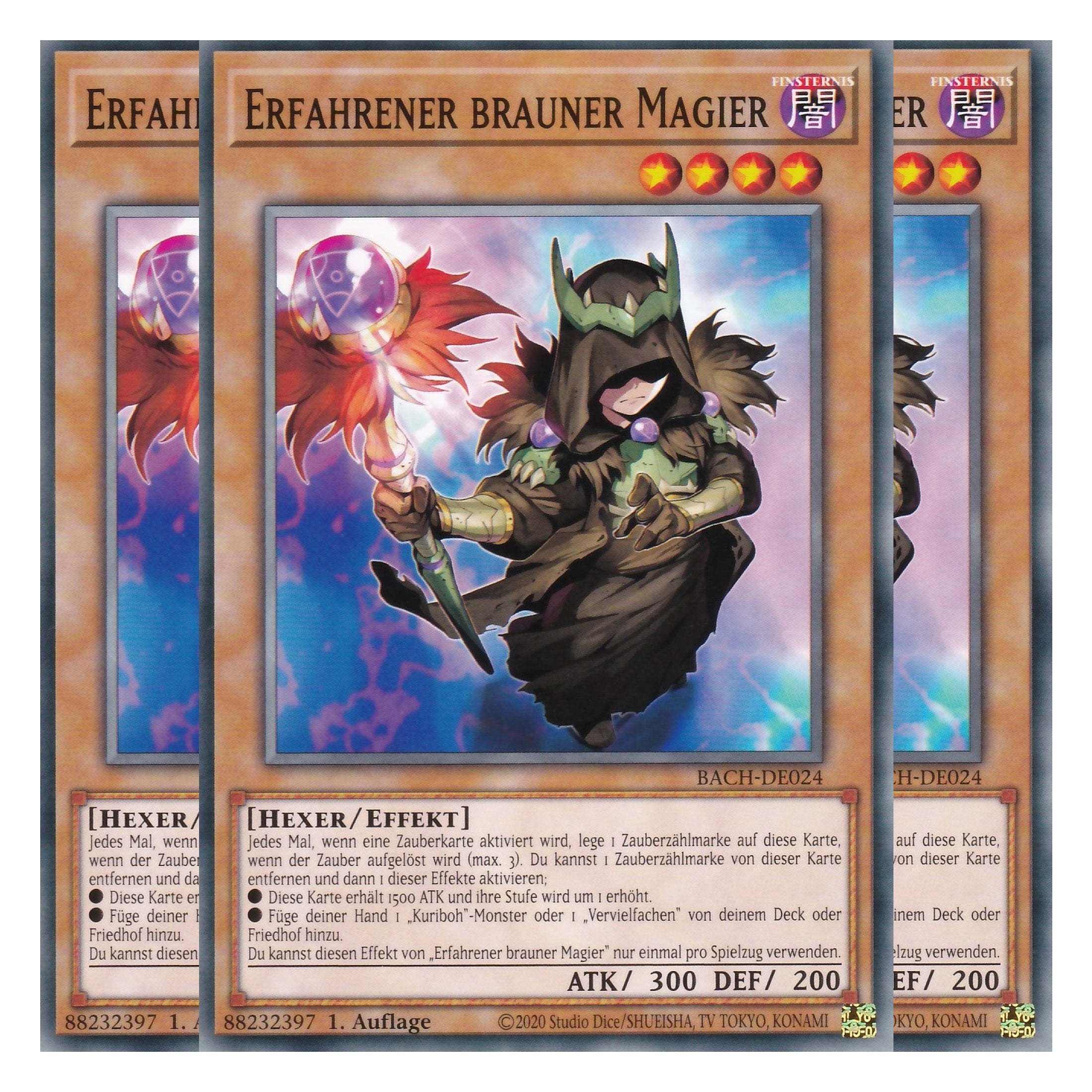 Erfahrener brauner Magier - BACH-DE024 - Common - Deutsch - 1. Auflage - Battle of Chaos - Yu-Gi-Oh! - Playset (3 Kopien)