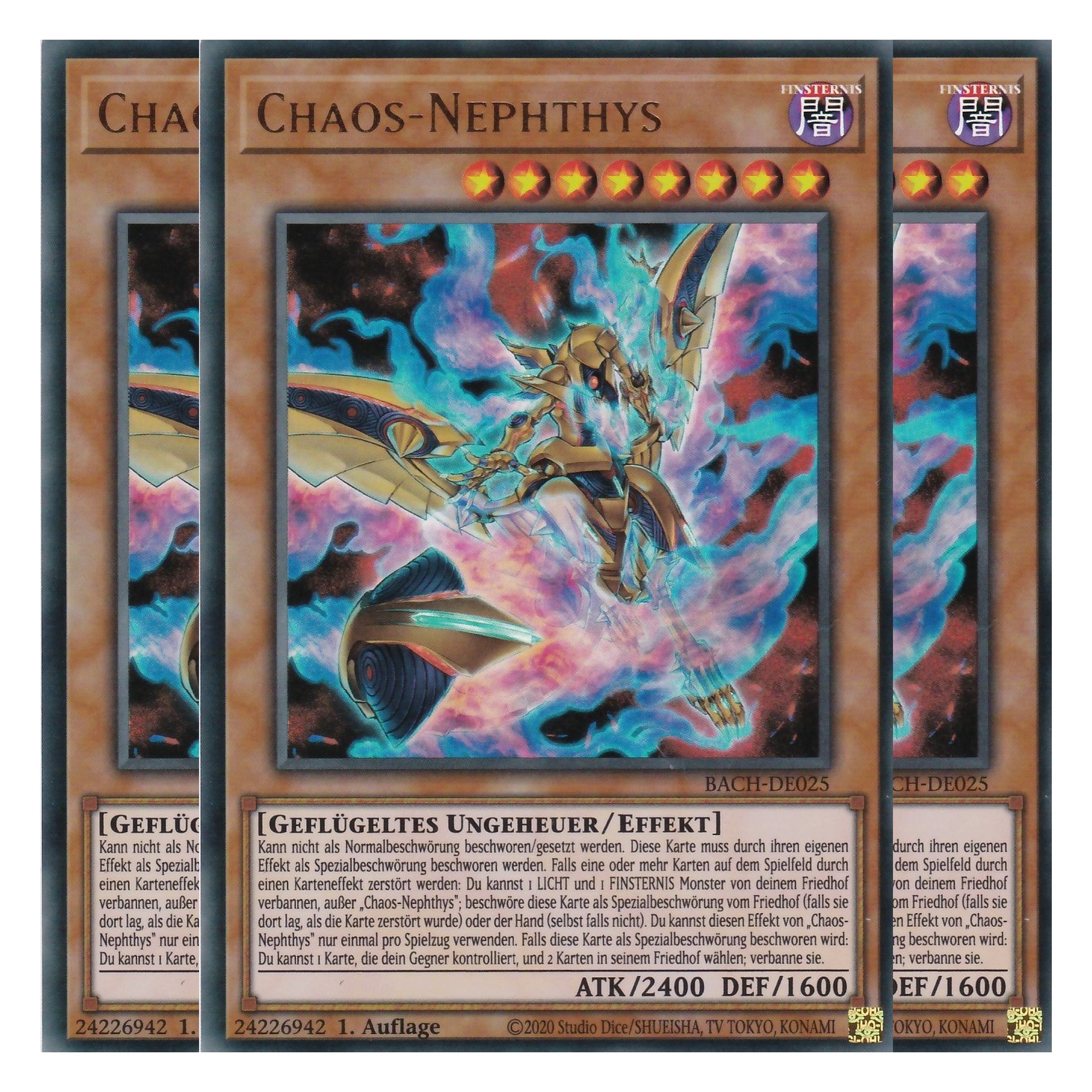 Chaos-Nephthys - BACH-DE025 - Ultra Rare - Deutsch - 1. Auflage - Battle of Chaos - Yu-Gi-Oh! - Playset (3 Kopien)