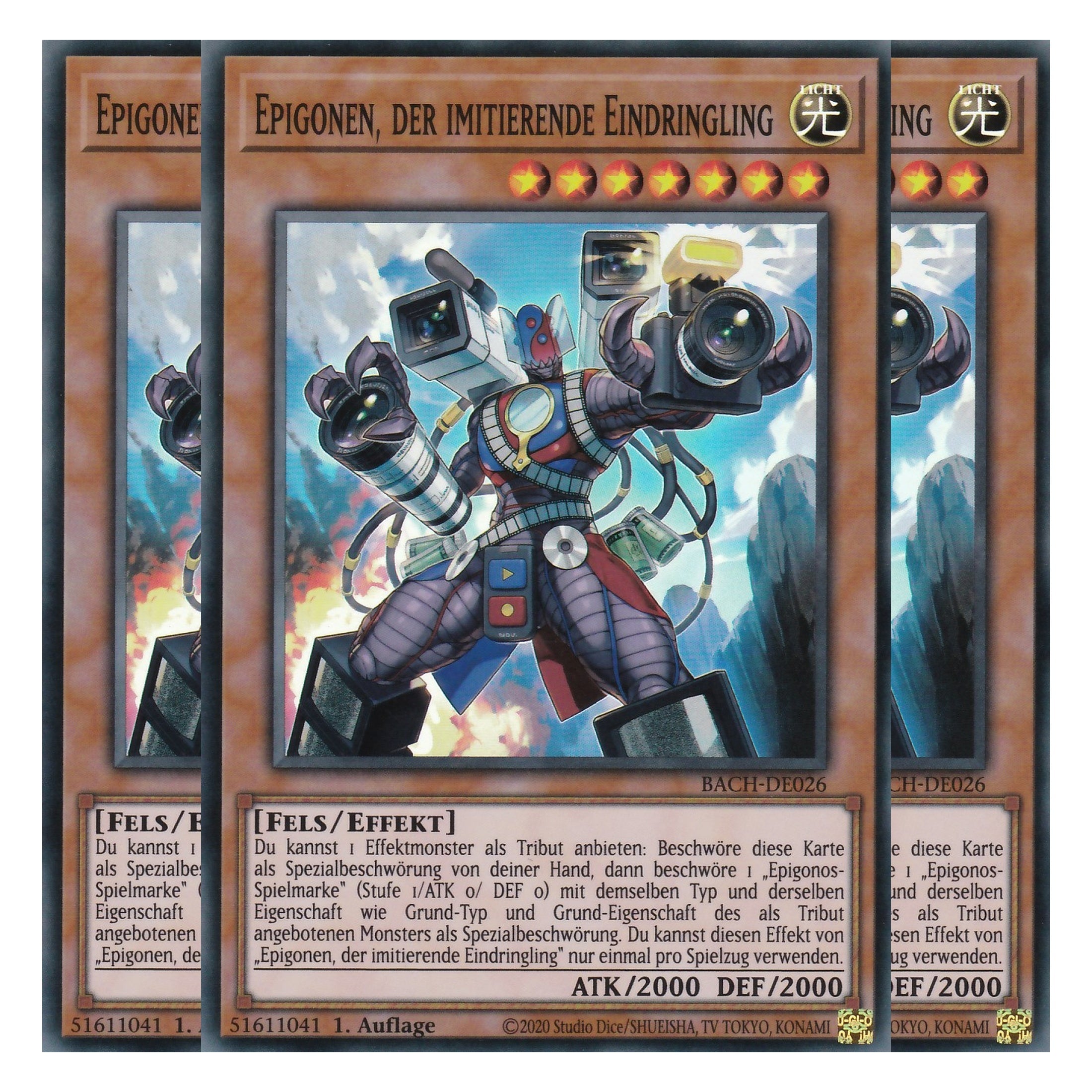 Epigonen, der imitierende Eindringling - BACH-DE026 - Super Rare - Deutsch - 1. Auflage - Battle of Chaos - Yu-Gi-Oh! - Playset (3 Kopien)