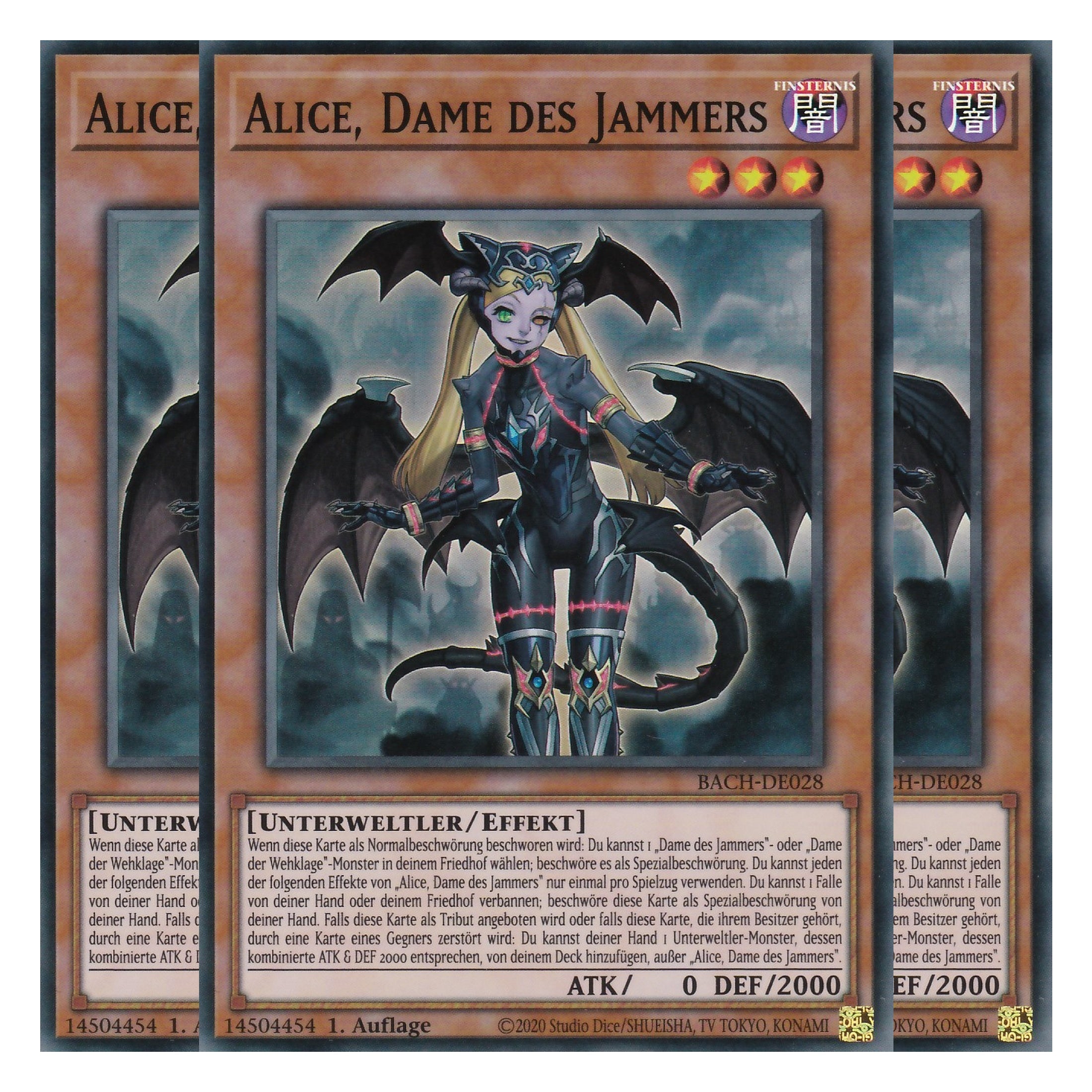 Alice, Dame des Jammers - BACH-DE028 - Super Rare - Deutsch - 1. Auflage - Battle of Chaos - Yu-Gi-Oh! - Playset (3 Kopien)