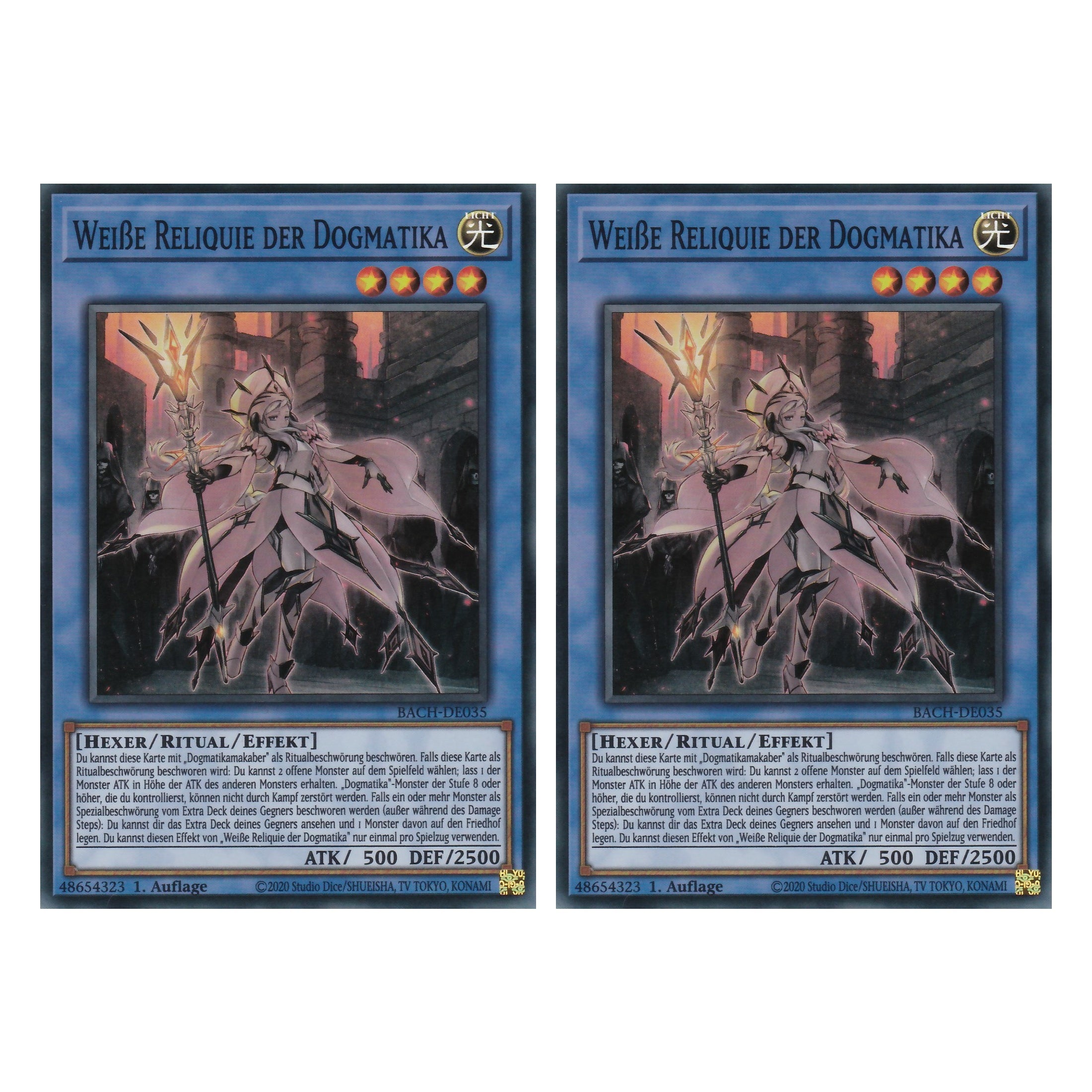 Weiße Reliquie der Dogmatika - BACH-DE035 - Super Rare - Deutsch - 1. Auflage - Battle of Chaos - Yu-Gi-Oh! - Duo Set (2 Stück)