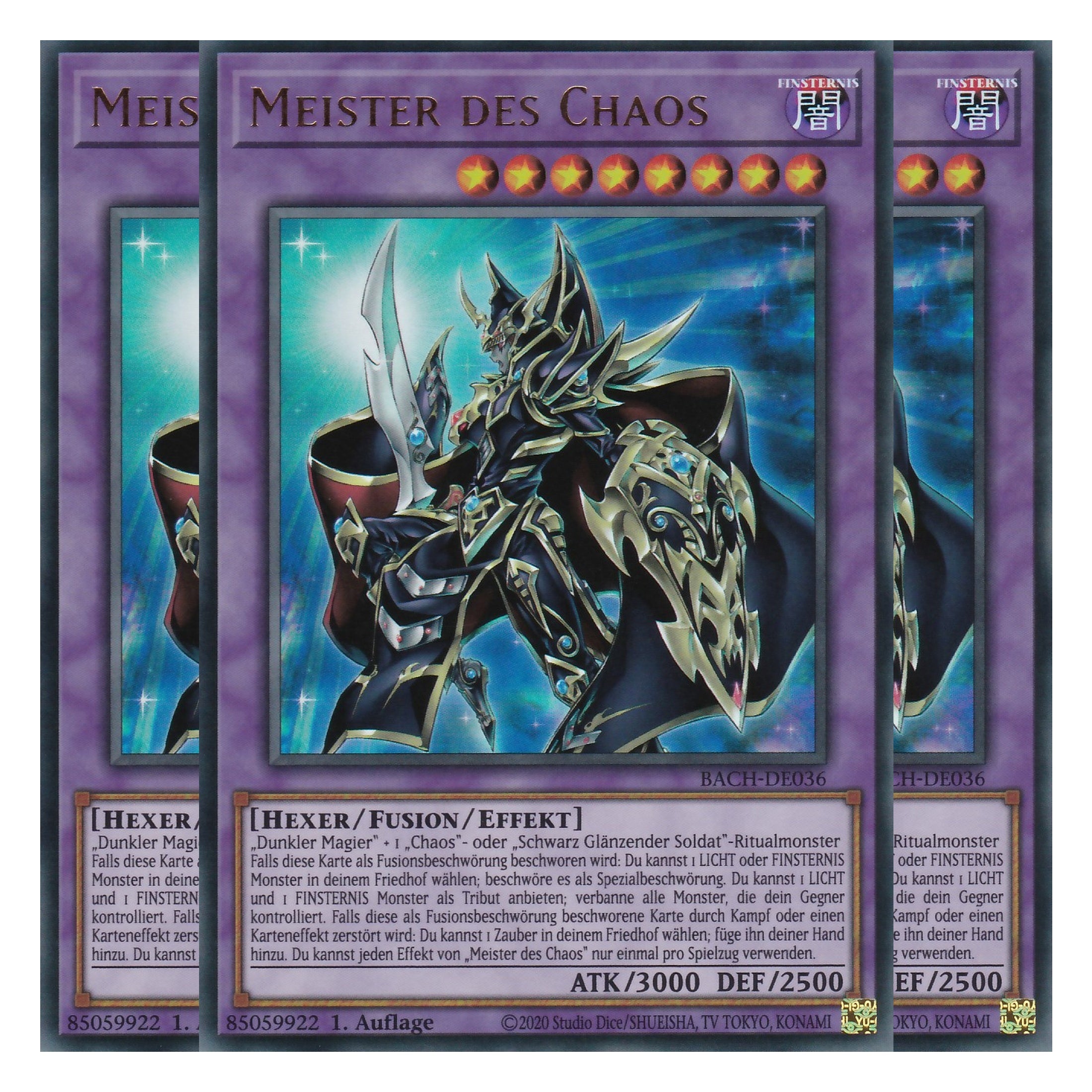 Meister des Chaos - BACH-DE036 - Ultra Rare - Deutsch - 1. Auflage - Battle of Chaos - Yu-Gi-Oh! - Playset (3 Kopien)