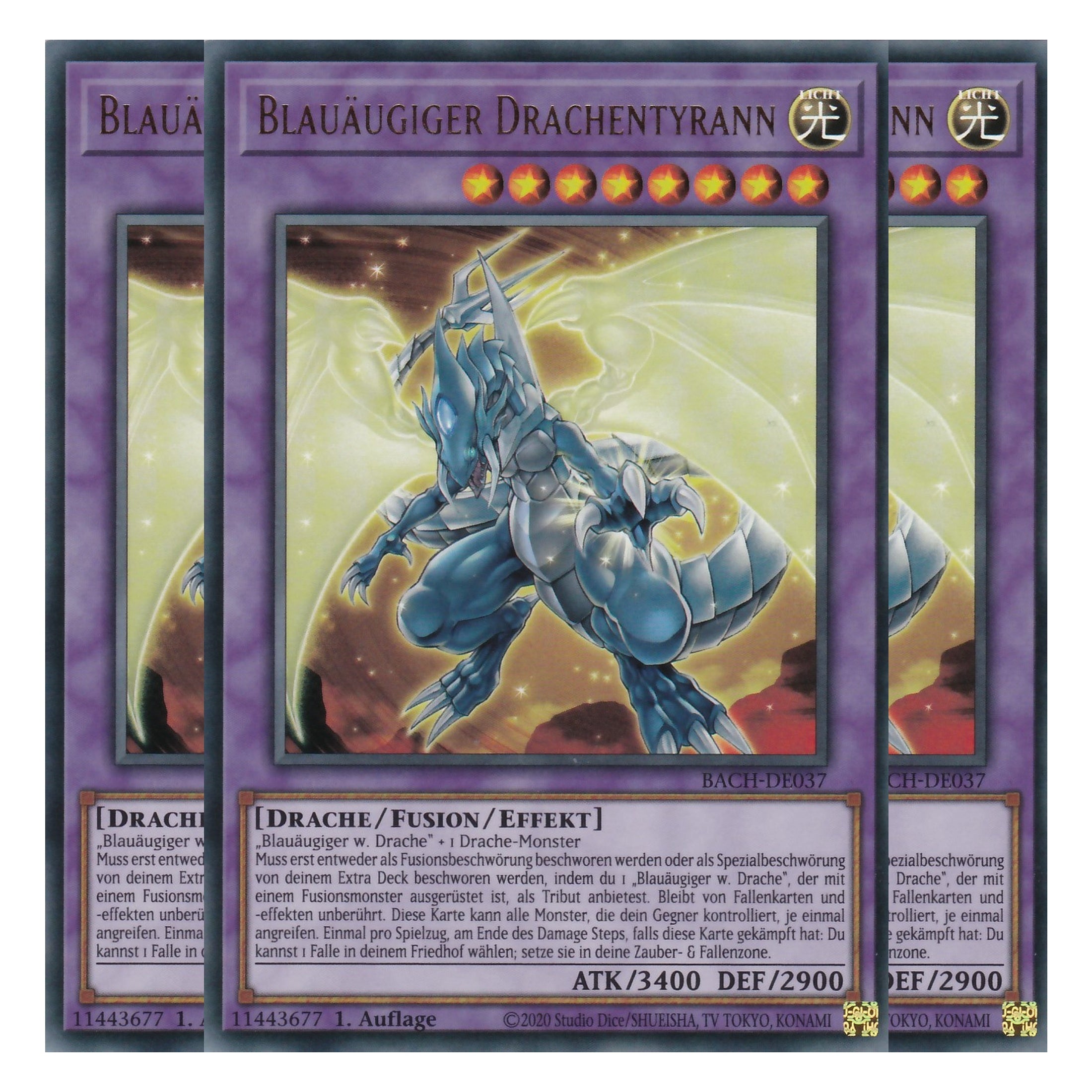 Blauäugiger Drachentyrann - BACH-DE037 - Ultra Rare - Deutsch - 1. Auflage - Battle of Chaos - Yu-Gi-Oh! - Playset (3 Kopien)