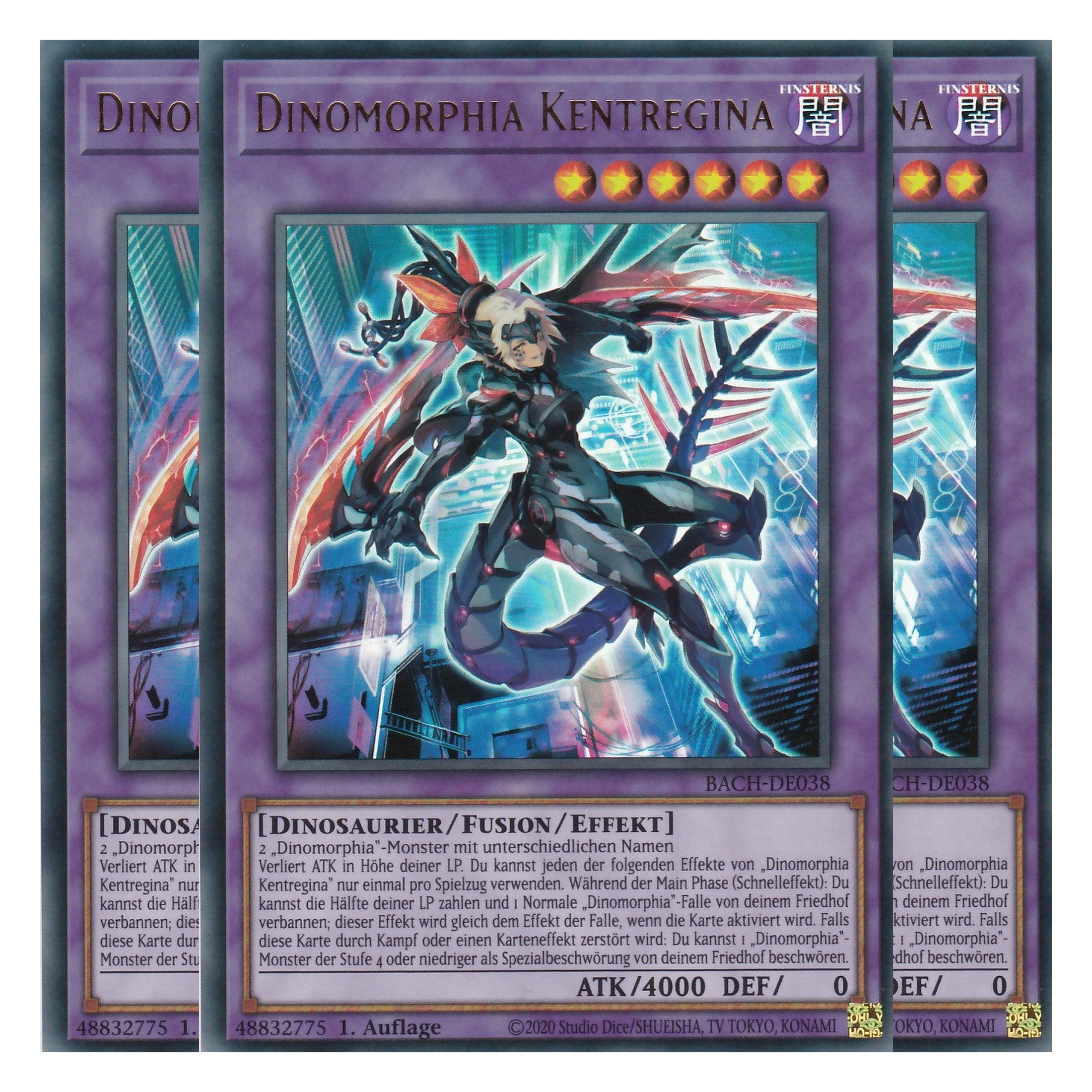 Dinomorphia Kentregina - BACH-DE038 - Ultra Rare - Deutsch - 1. Auflage - Battle of Chaos - Yu-Gi-Oh! - Playset (3 Kopien)