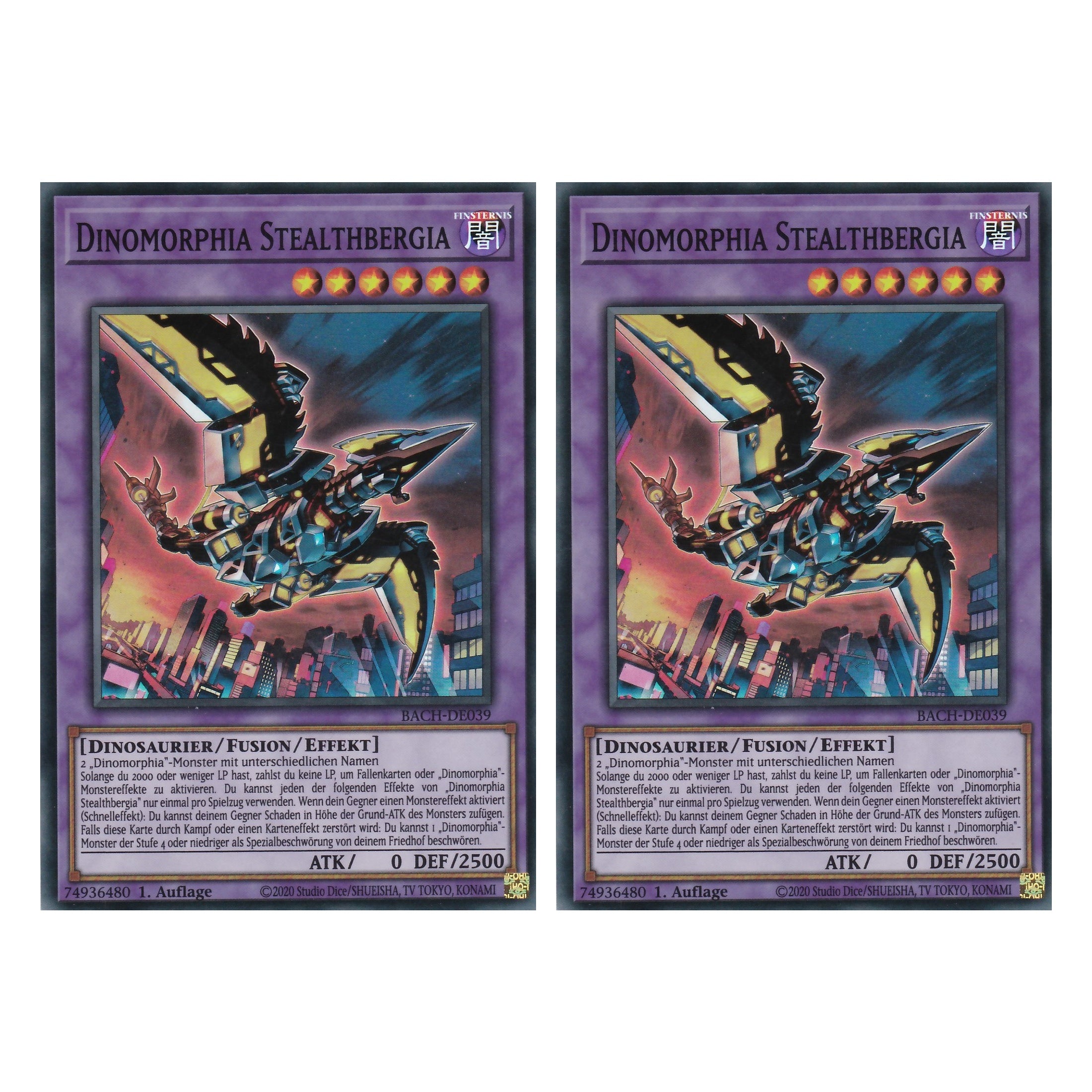 Dinomorphia Stealthbergia - BACH-DE039 - Super Rare - Deutsch - 1. Auflage - Battle of Chaos - Yu-Gi-Oh! - Duo Set (2 Stück)