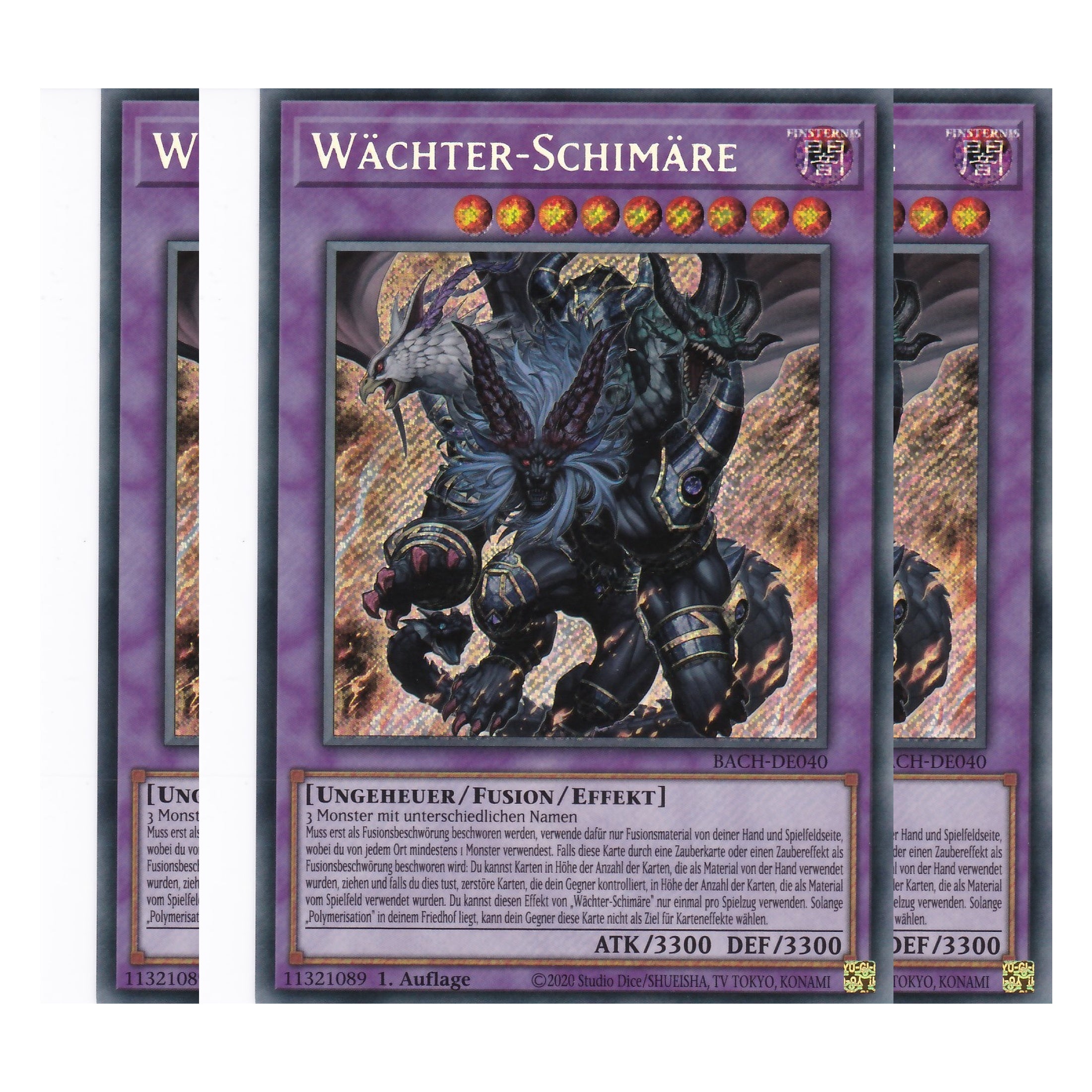 Wächter-Schimäre - BACH-DE040 - Secret Rare - Deutsch - 1. Auflage - Battle of Chaos - Yu-Gi-Oh! - Playset (3 Kopien)