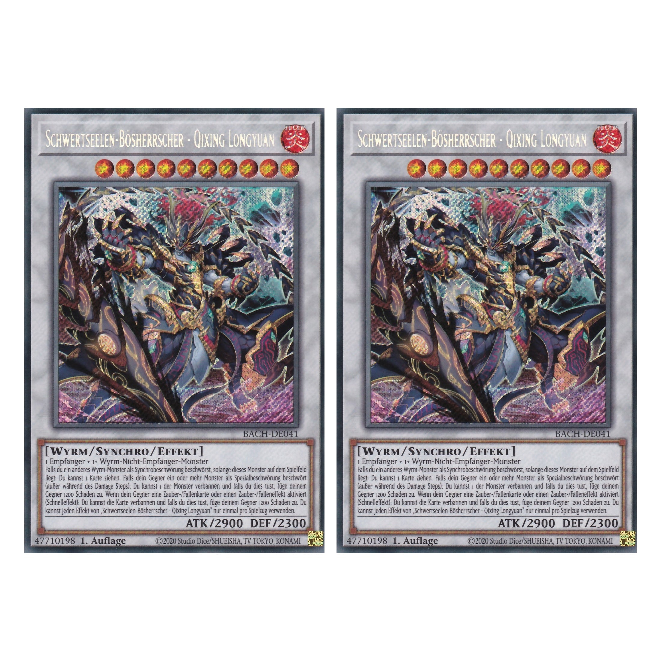 Schwertseelen-Bösherrscher - Qixing Longyuan - BACH-DE041 - Secret Rare - Deutsch - 1. Auflage - Battle of Chaos - Yu-Gi-Oh! - Duo Set (2 Stück)