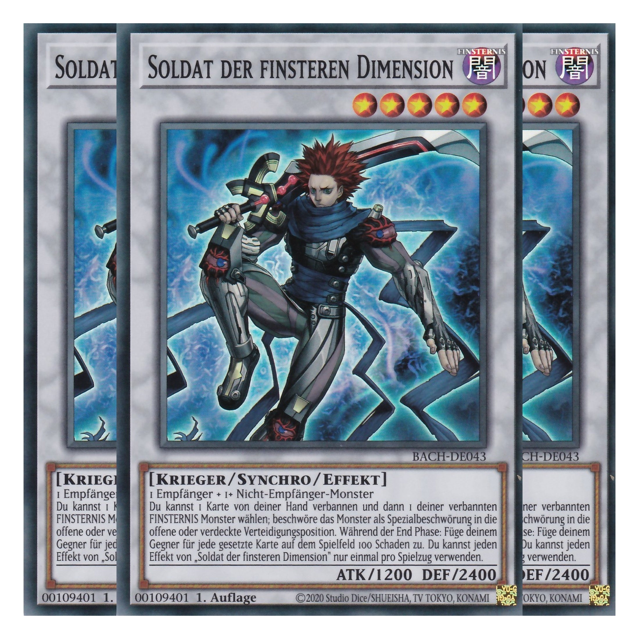 Soldat der finsteren Dimension - BACH-DE043 - Super Rare - Deutsch - 1. Auflage - Battle of Chaos - Yu-Gi-Oh! - Playset (3 Kopien)