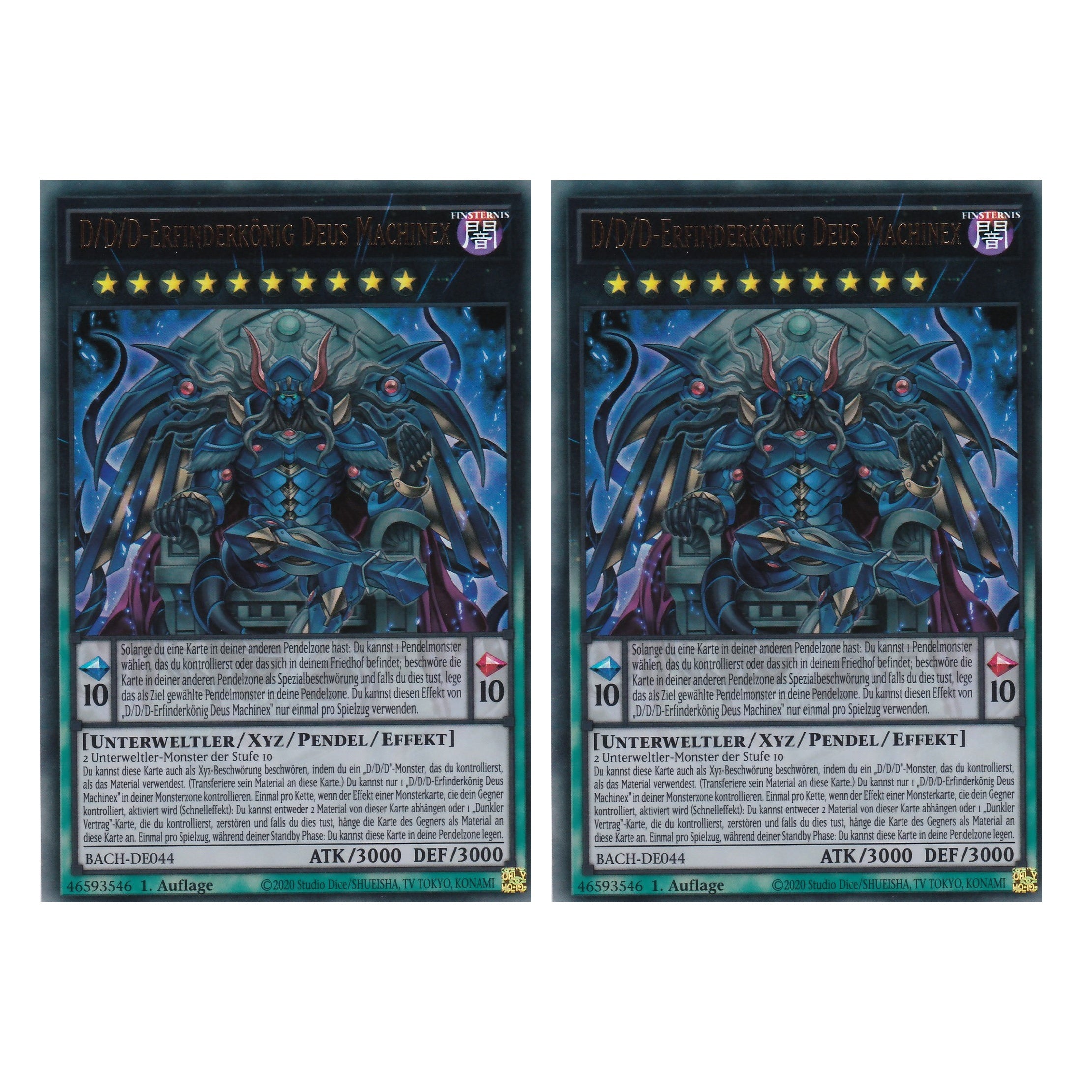 D/D/D-Erfinderkönig Deus Machinex - BACH-DE044 - Ultra Rare - Deutsch - 1. Auflage - Battle of Chaos - Yu-Gi-Oh! - Duo Set (2 Stück)