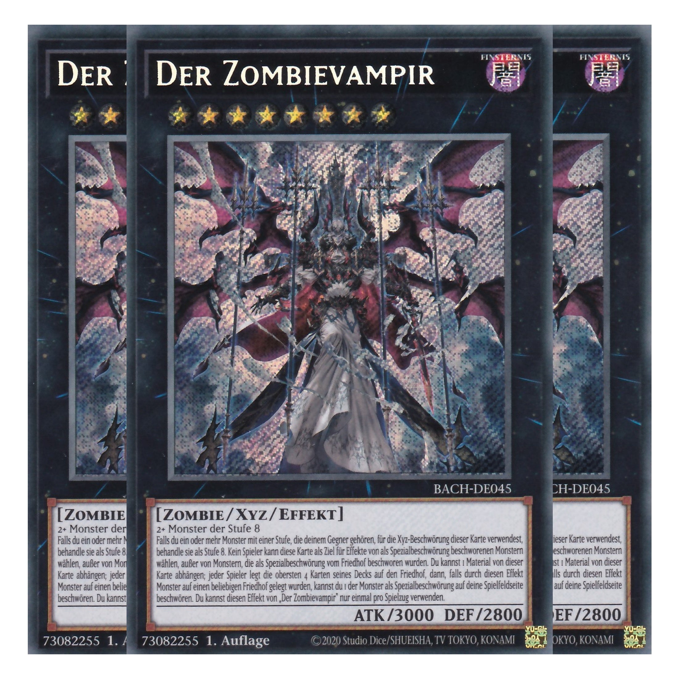 Der Zombievampir - BACH-DE045 - Secret Rare - Deutsch - 1. Auflage - Battle of Chaos - Yu-Gi-Oh! - Playset (3 Kopien)