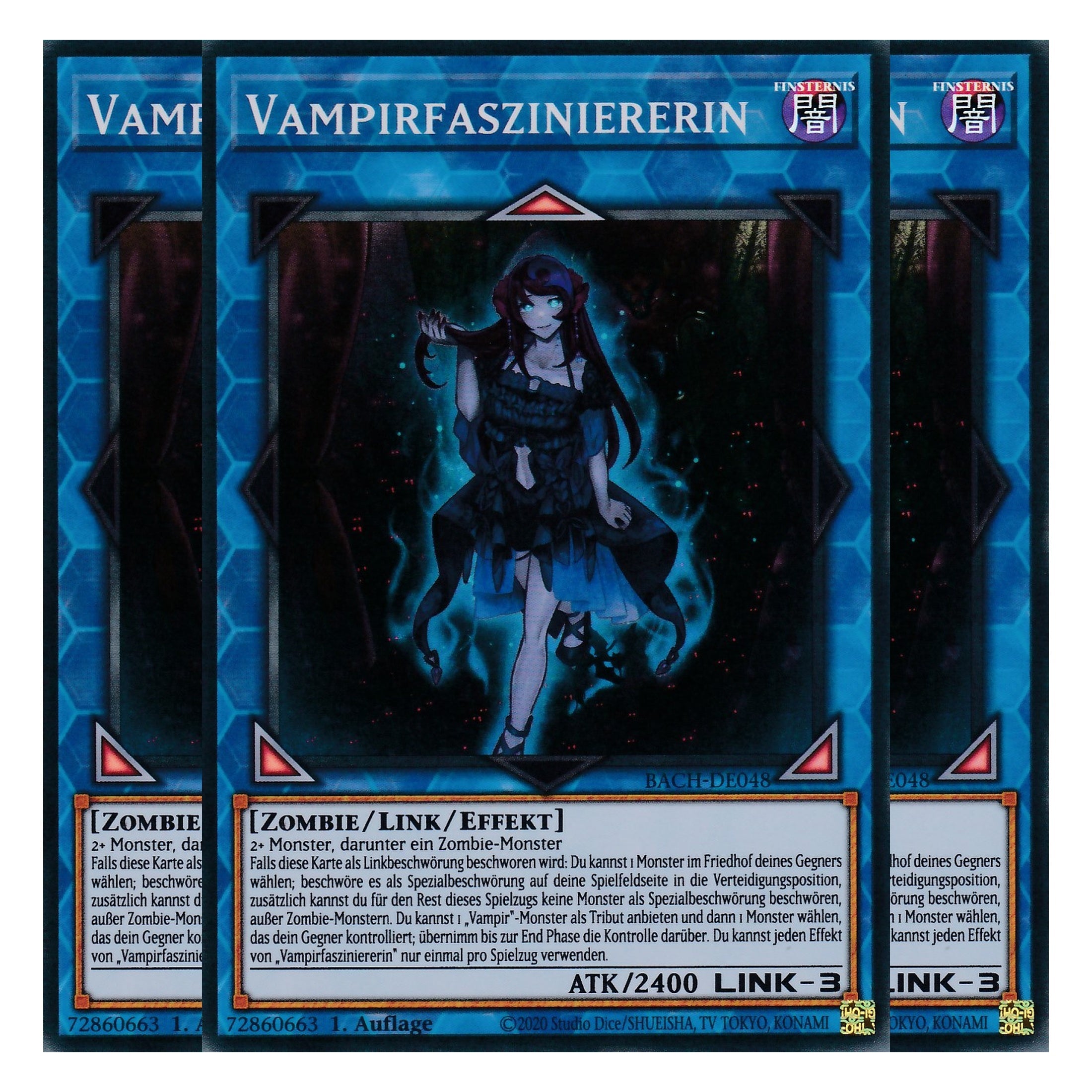 Vampirfasziniererin - BACH-DE048 - Super Rare - Deutsch - 1. Auflage - Battle of Chaos - Yu-Gi-Oh! - Playset (3 Kopien)