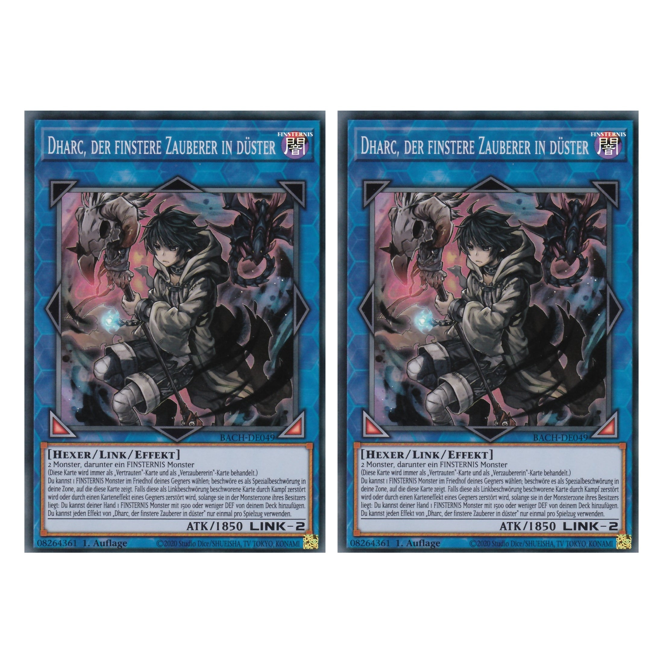 Dharc, der finstere Zauberer in düster - BACH-DE049 - Super Rare - Deutsch - 1. Auflage - Battle of Chaos - Yu-Gi-Oh! - Duo Set (2 Stück)