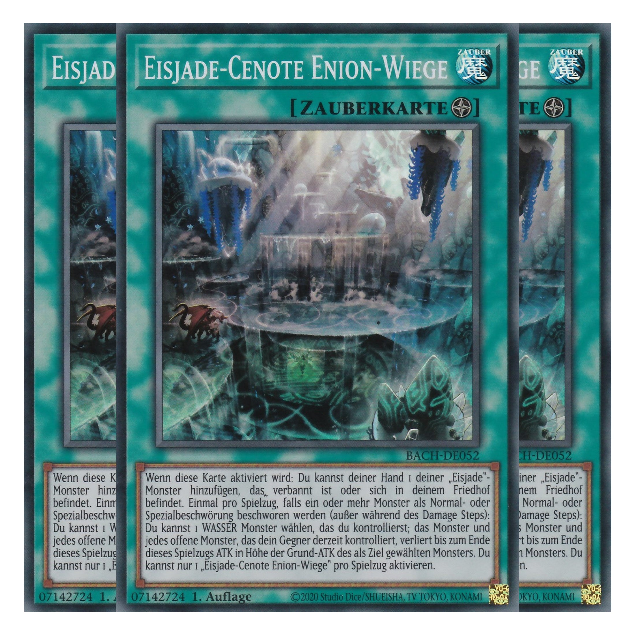 Eisjade-Cenote Enion-Wiege - BACH-DE052 - Super Rare - Deutsch - 1. Auflage - Battle of Chaos - Yu-Gi-Oh! - Playset (3 Kopien)