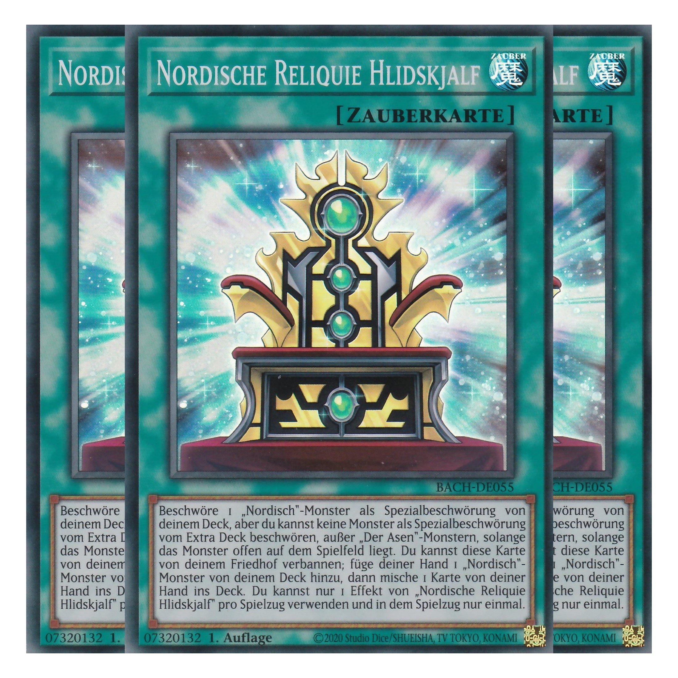 Nordische Reliquie Hlidskjalf - BACH-DE055 - Super Rare - Deutsch - 1. Auflage - Battle of Chaos - Yu-Gi-Oh! - Playset (3 Kopien)
