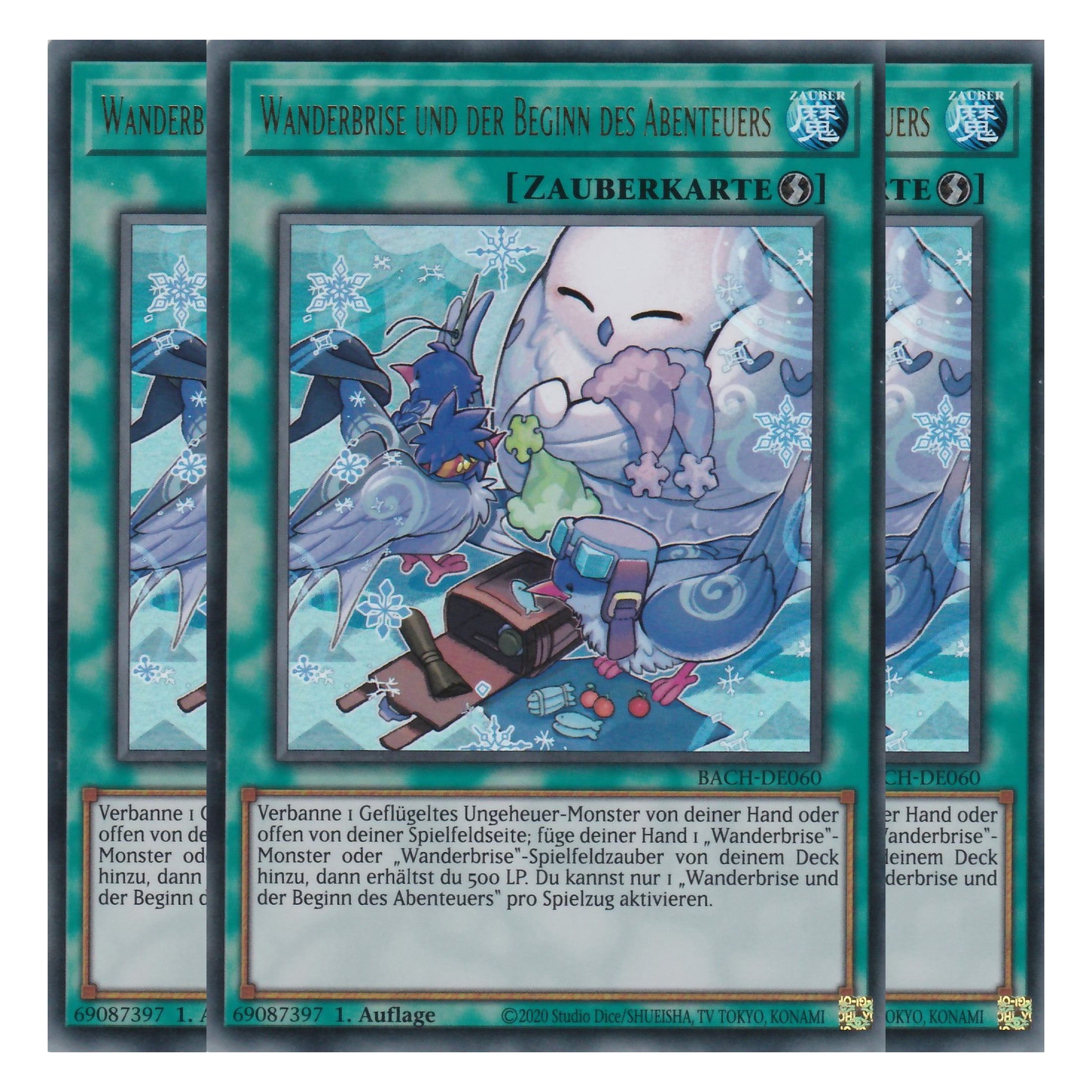 Wanderbrise und der Beginn des Abenteuers - BACH-DE060 - Ultra Rare - Deutsch - 1. Auflage - Battle of Chaos - Yu-Gi-Oh! - Playset (3 Kopien)