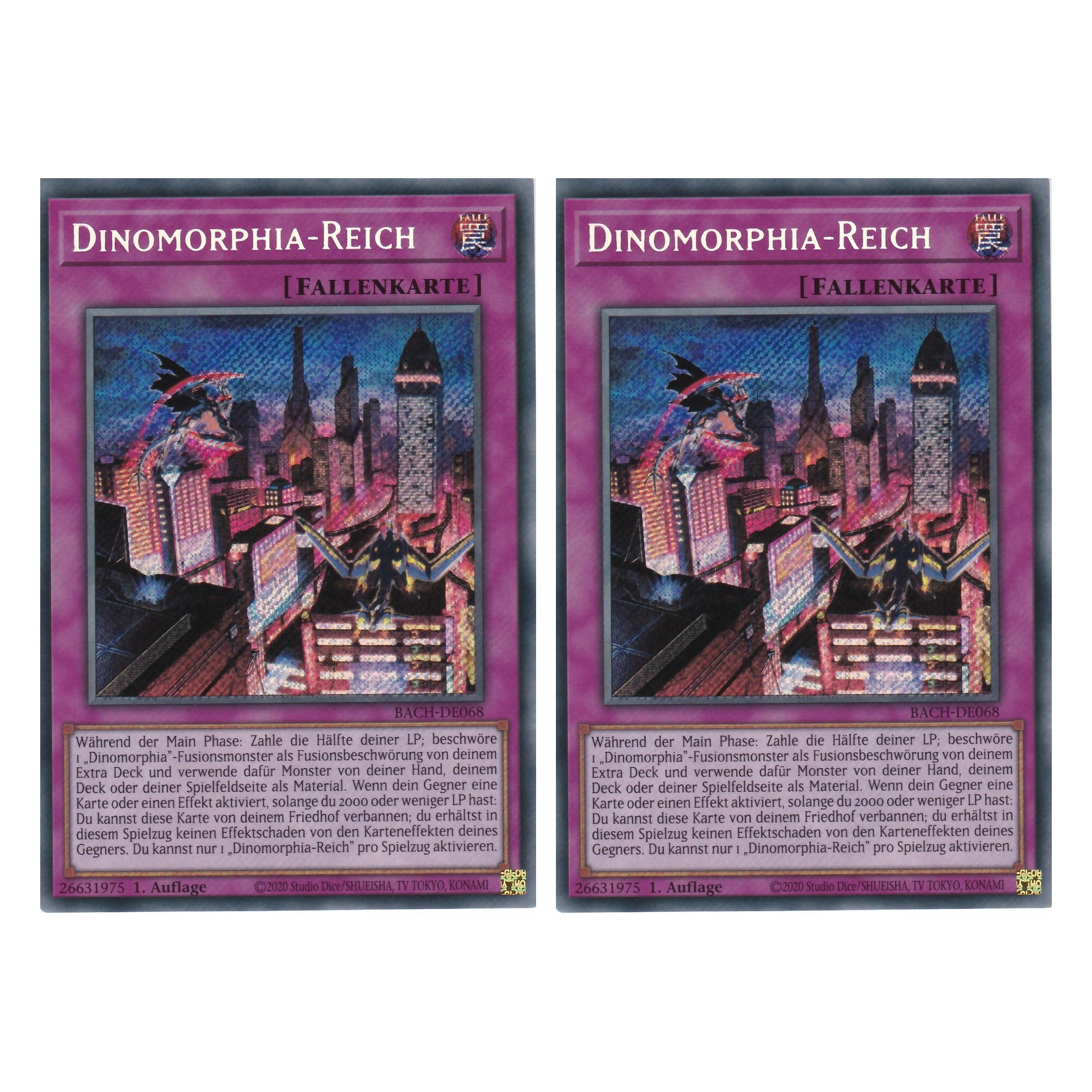 Dinomorphia-Reich - BACH-DE068 - Secret Rare - Deutsch - 1. Auflage - Battle of Chaos - Yu-Gi-Oh! - Duo Set (2 Stück)