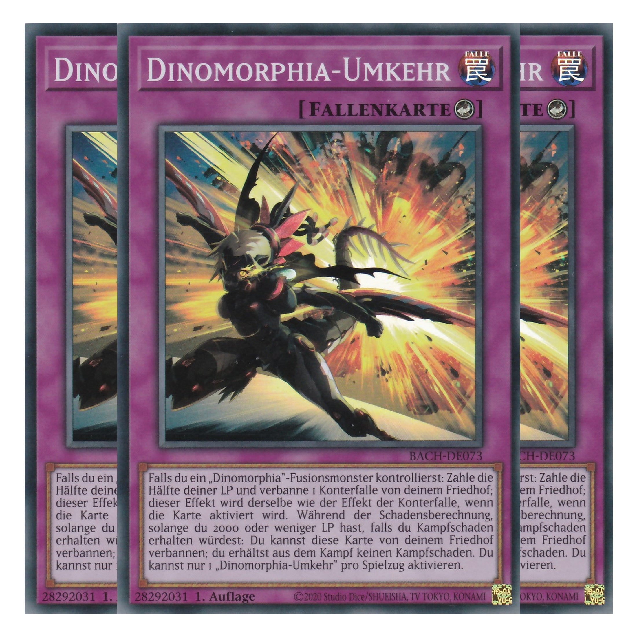 Dinomorphia-Umkehr - BACH-DE073 - Super Rare - Deutsch - 1. Auflage - Battle of Chaos - Yu-Gi-Oh! - Playset (3 Kopien)