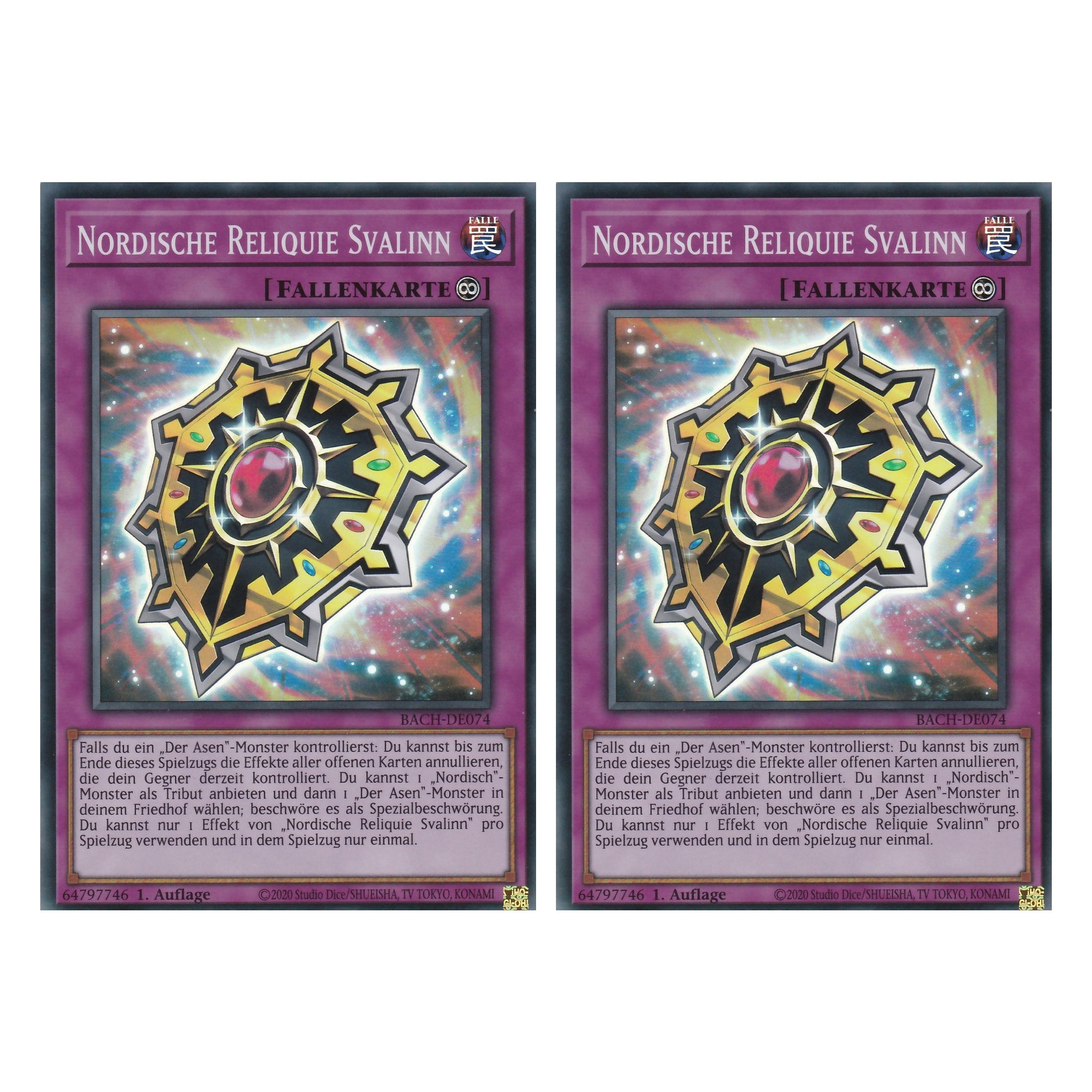Nordische Reliquie Svalinn - BACH-DE074 - Super Rare - Deutsch - 1. Auflage - Battle of Chaos - Yu-Gi-Oh! - Duo Set (2 Stück)
