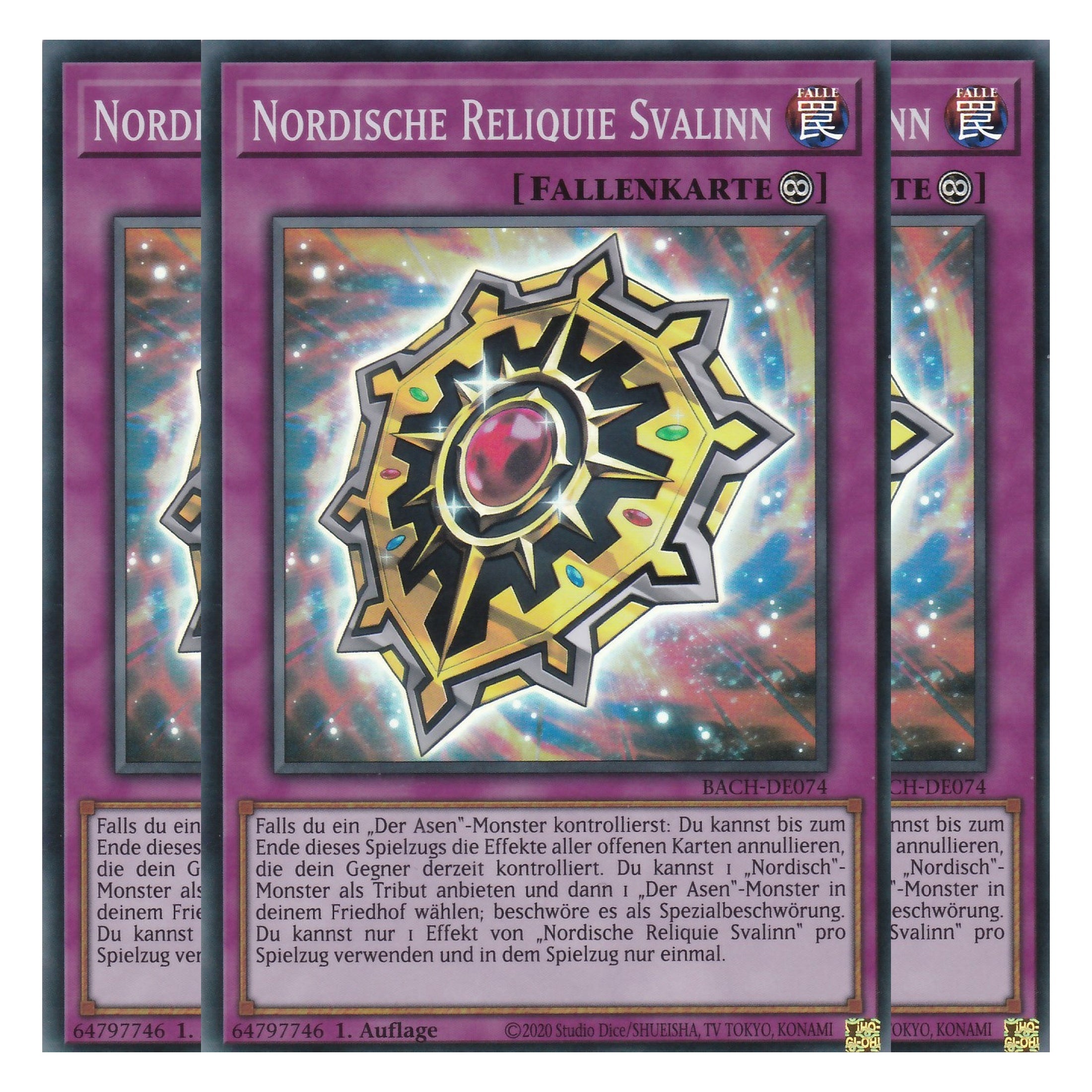 Nordische Reliquie Svalinn - BACH-DE074 - Super Rare - Deutsch - 1. Auflage - Battle of Chaos - Yu-Gi-Oh! - Playset (3 Kopien)