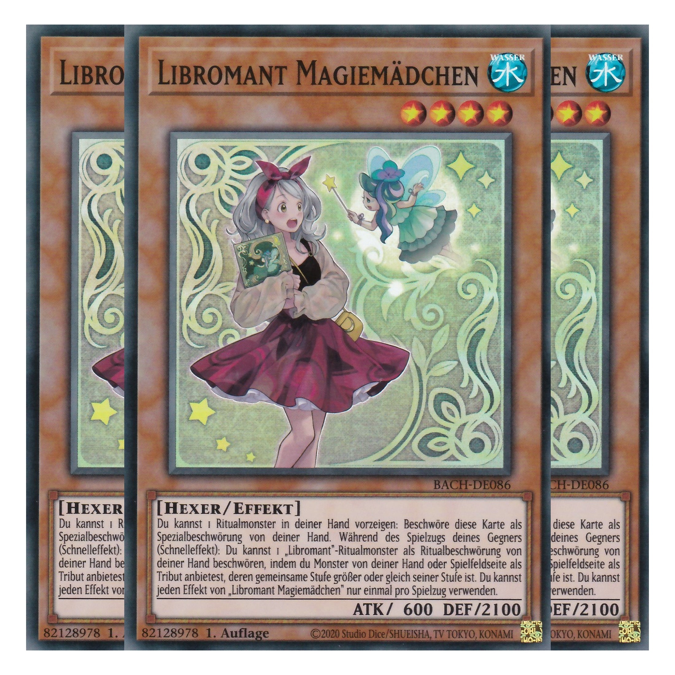 Libromant Magiemädchen - BACH-DE086 - Super Rare - Deutsch - 1. Auflage - Battle of Chaos - Yu-Gi-Oh! - Playset (3 Kopien)