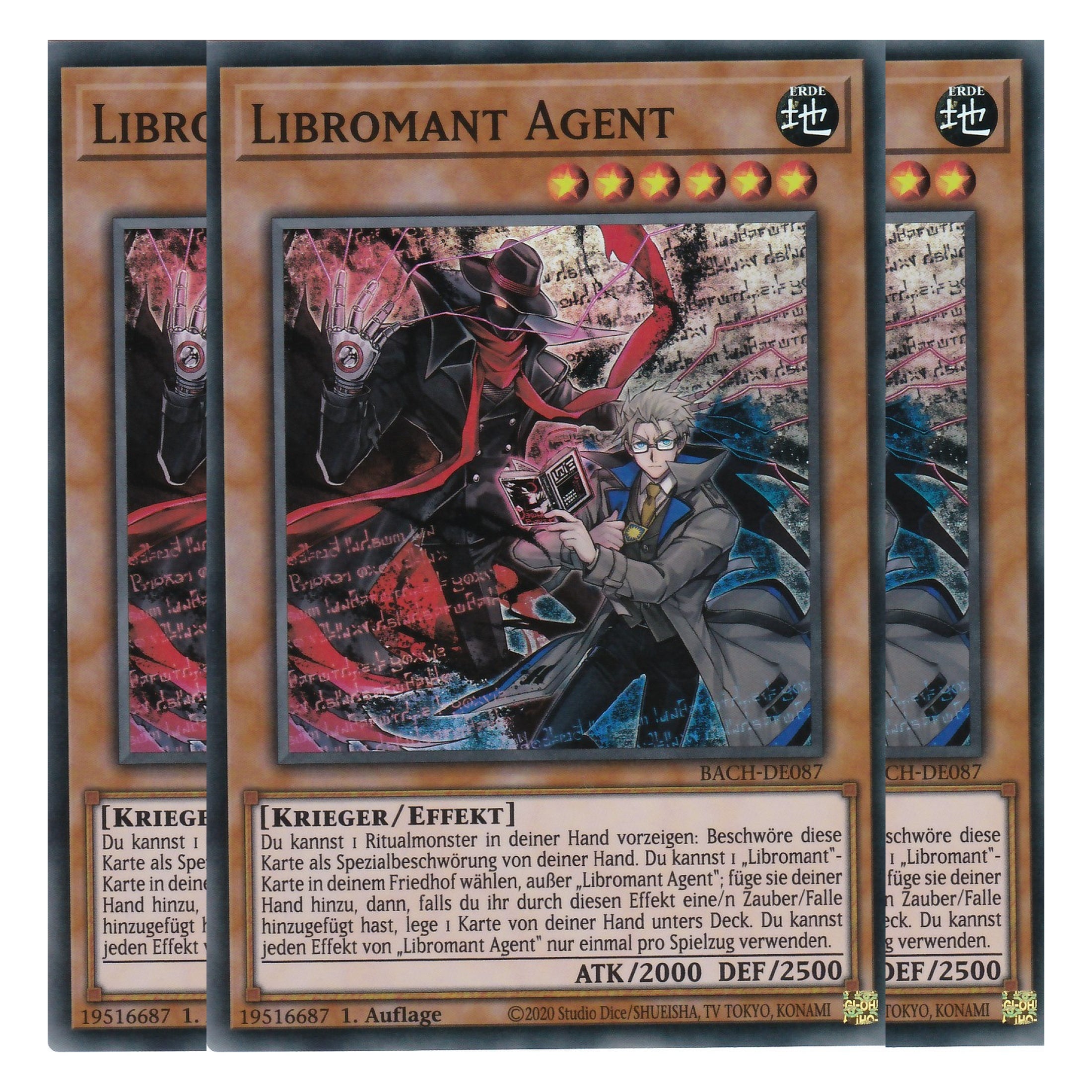 Libromant Agent - BACH-DE087 - Super Rare - Deutsch - 1. Auflage - Battle of Chaos - Yu-Gi-Oh! - Playset (3 Kopien)